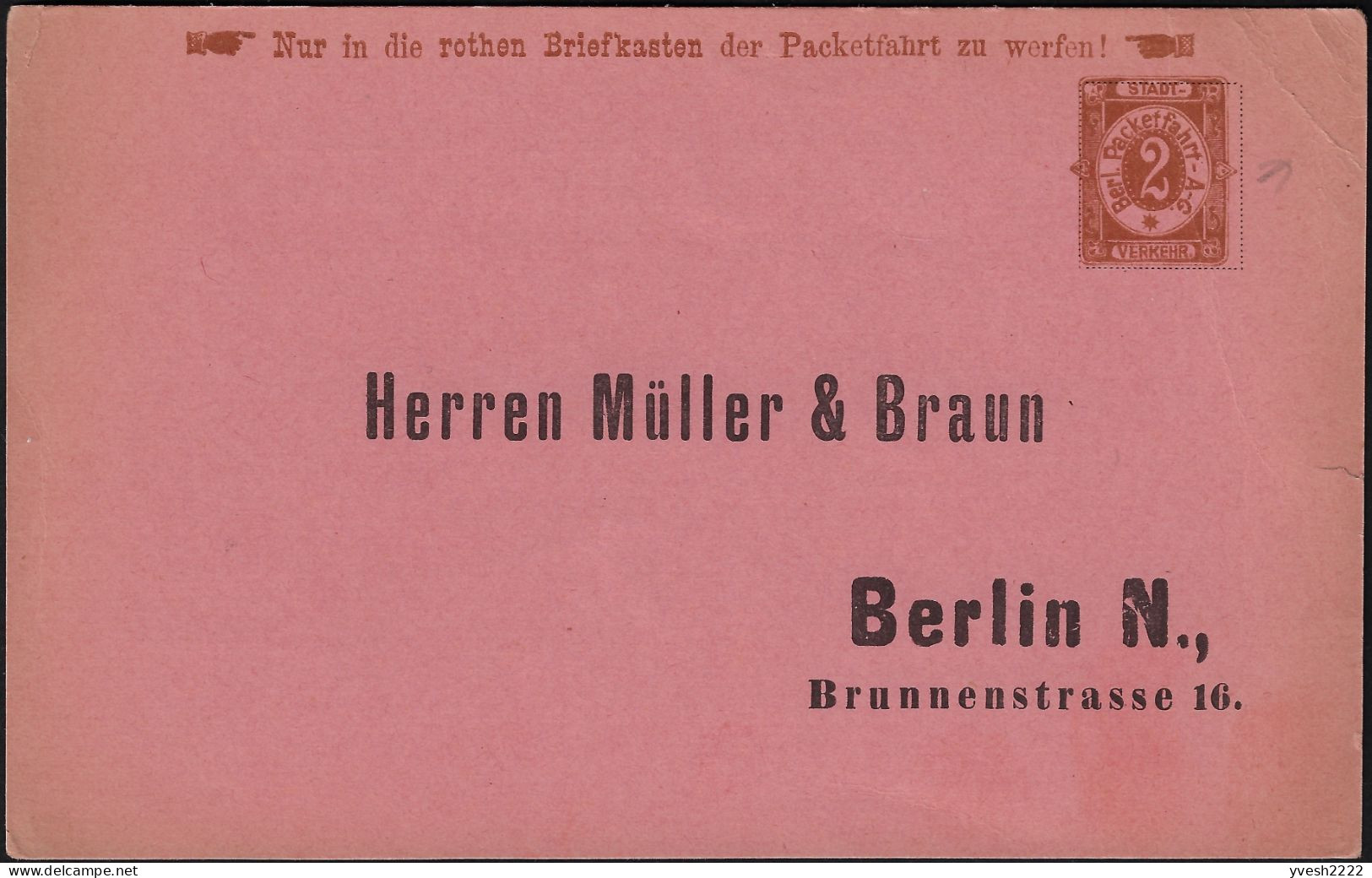 Berlin 1896. Poste Privée Berliner Packetfahrt... Entier Postal Timbré Sur Commande. Beurre De Table Feuille De Trèfle - Mucche