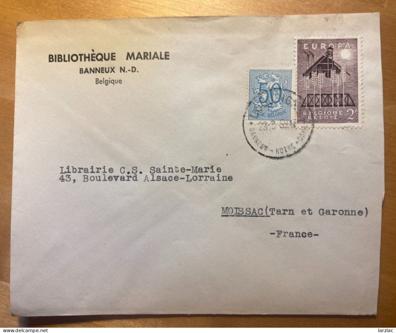 Enveloppe Belgique Affranchie  Pour La France Oblitération Banneux 1958 - Covers & Documents