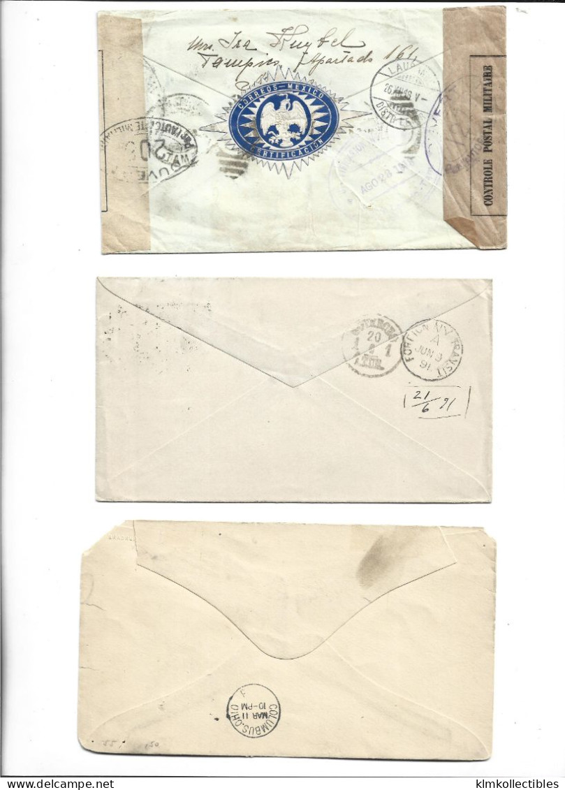 MEXICO - POSTAL HISTORY LOT - CENSORED FRANCE AIRMAIL VERSO LABEL - Mexique