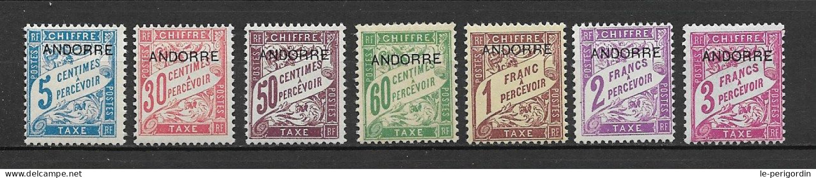 Andorre Fr Taxe Nos 1/8 , Neufs , ** , Sans Charniere , Ttb .( Manque Le No 2 ) . - Unused Stamps