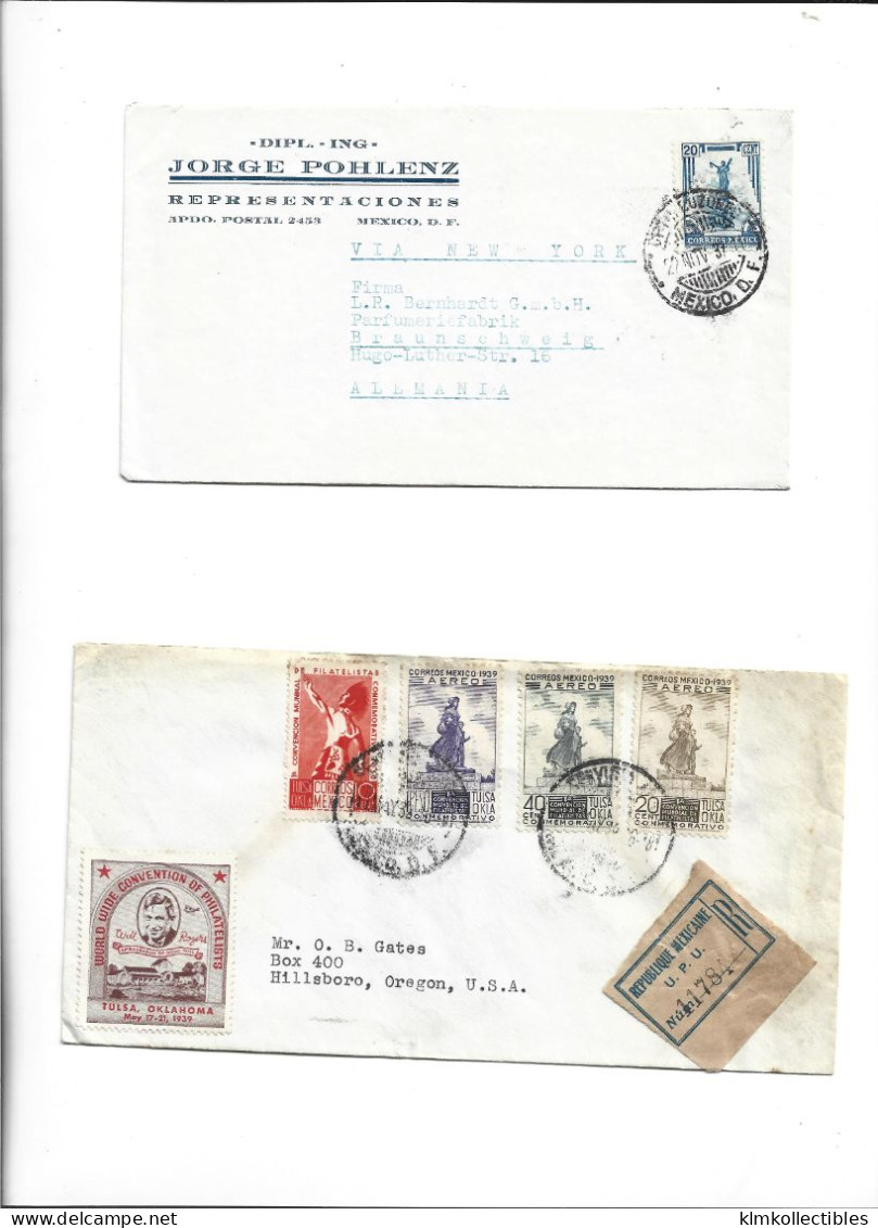 MEXICO - POSTAL HISTORY LOT - VERSO LABEL CERTIFICADO - AVIATION WILL ROGERS AIRMAIL CINDERELLA VIGNETTE - Mexique