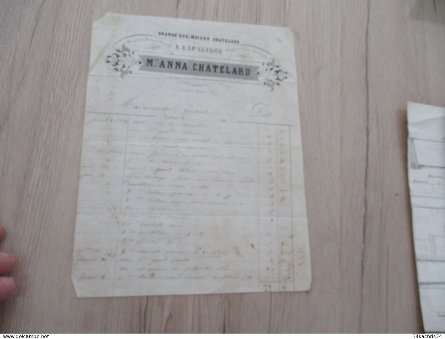 L11 Facture 1846 Lapalisse Anna Chatelard Modes Soieries - Kleidung & Textil