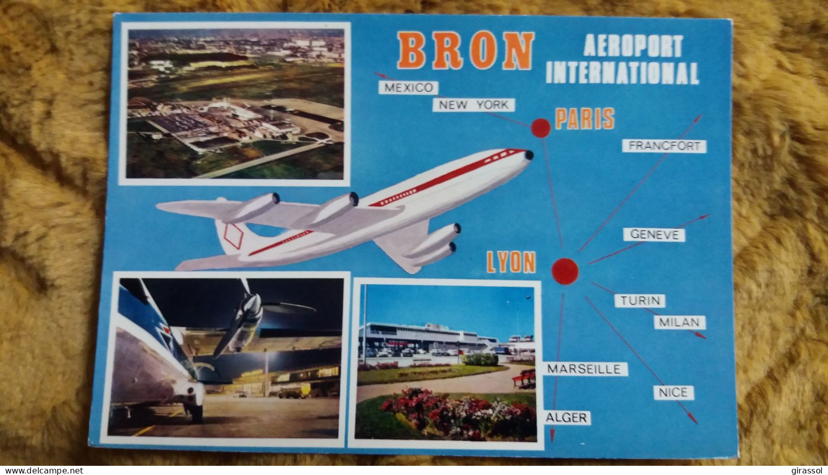 CPSM AEROPORT AIRPORT INTERNATIONAL LYON BRON RHONE AVION ED LA CIGOGNE  MULTI VUES AIRE AVIONS ESPLANADE - Aerodrome