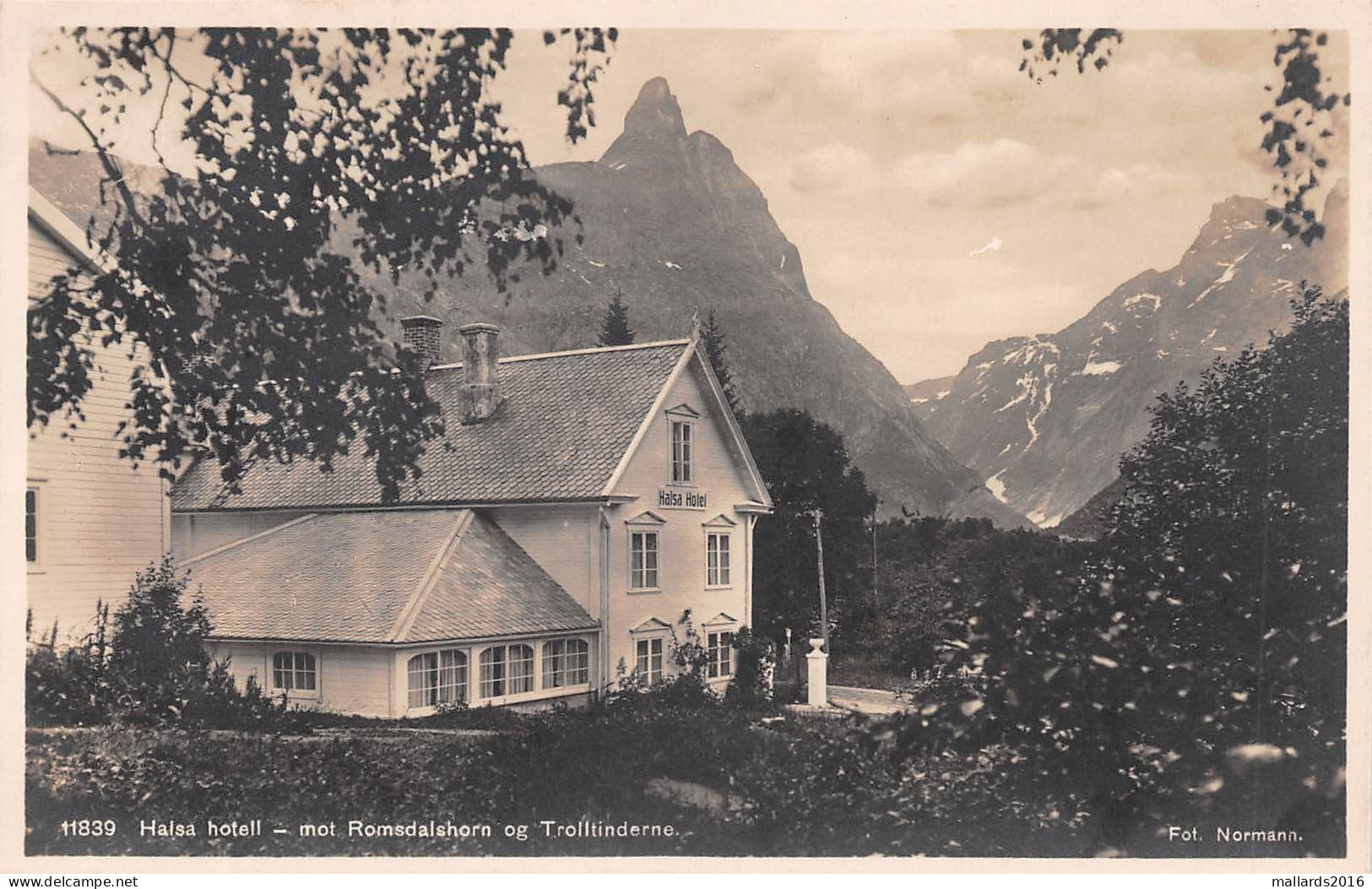 MOT ROMSDALSSHORN OG TROLLTINDERNE - HALSA HOTEL ~ AN OLD REAL PHOTO POSTCARD #240532 - Norvège