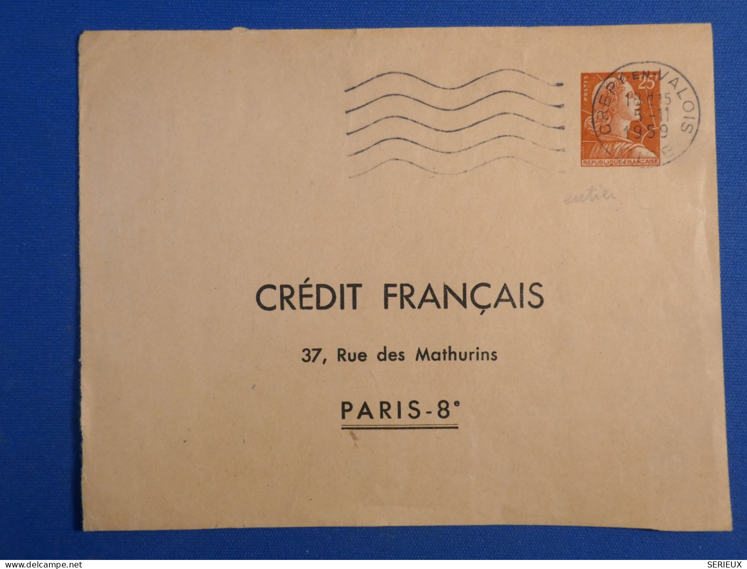 DL3 FRANCE  BELLE  LETTRE ENTIER   1959 CREPY A PARIS  +AFF. INTERESSANT++ - Other & Unclassified