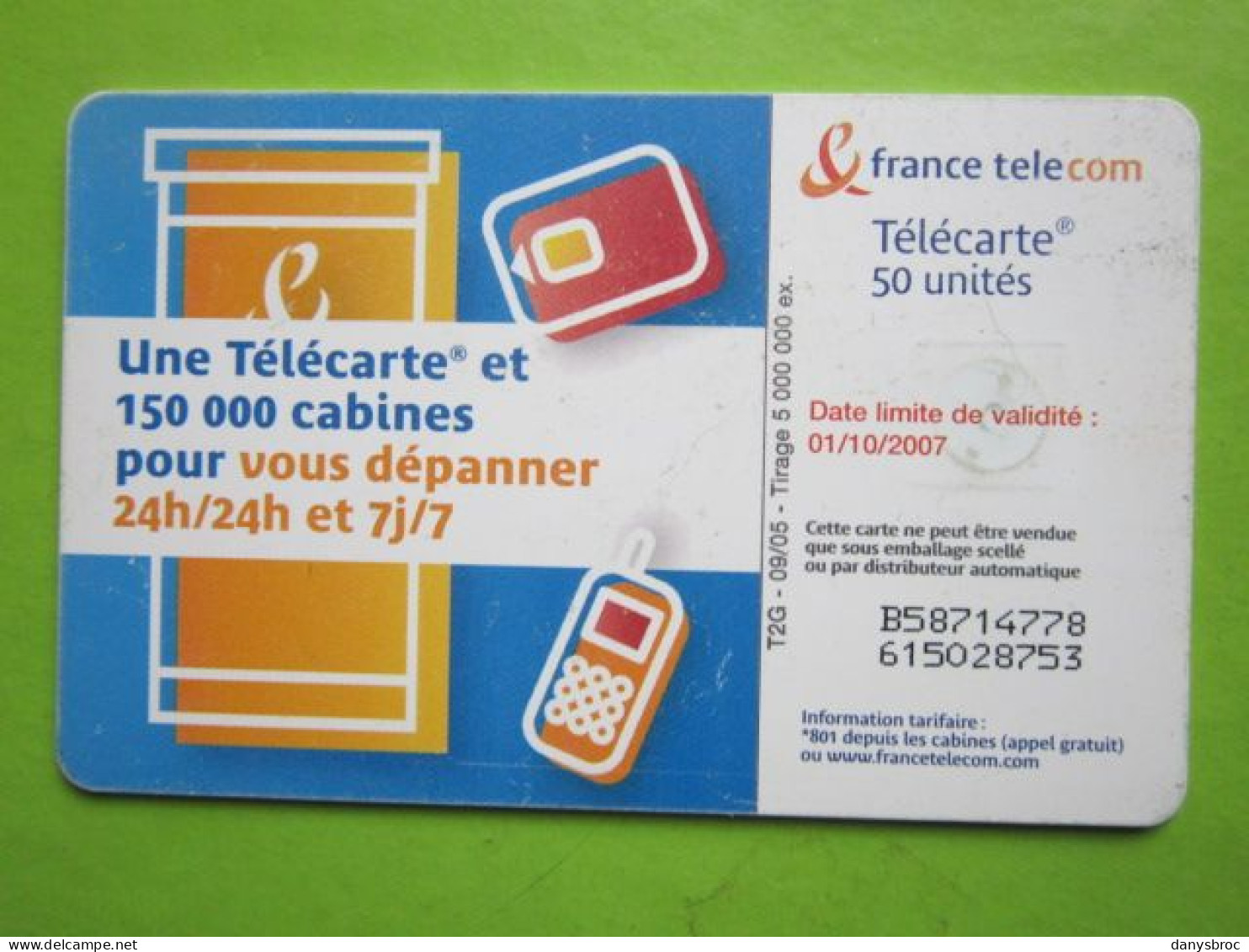09/05 CABINE DE  TELEPHONE - Télécarte 50 U FRANCE TELECOM - Téléphones