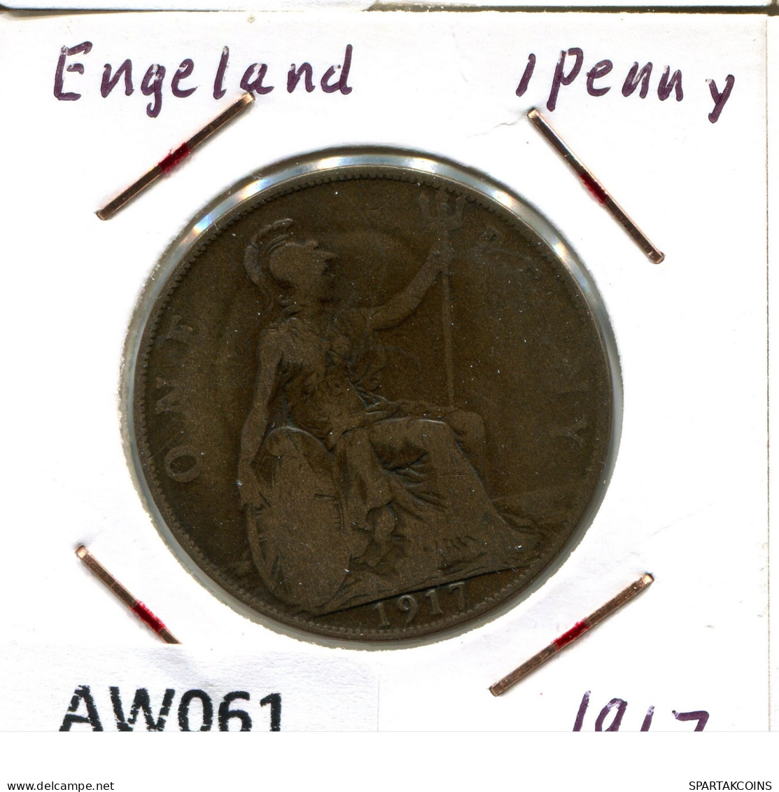 PENNY 1917 UK GBAN BRETAÑA GREAT BRITAIN Moneda #AW061.E.A - D. 1 Penny