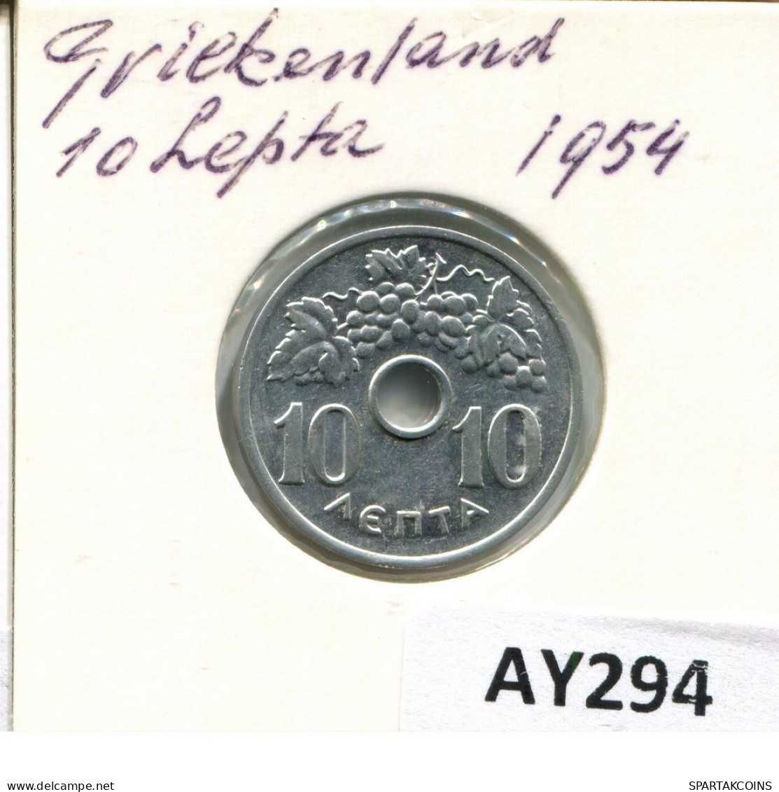 10 LEPTA 1954 GREECE Coin #AY294.U.A - Grecia