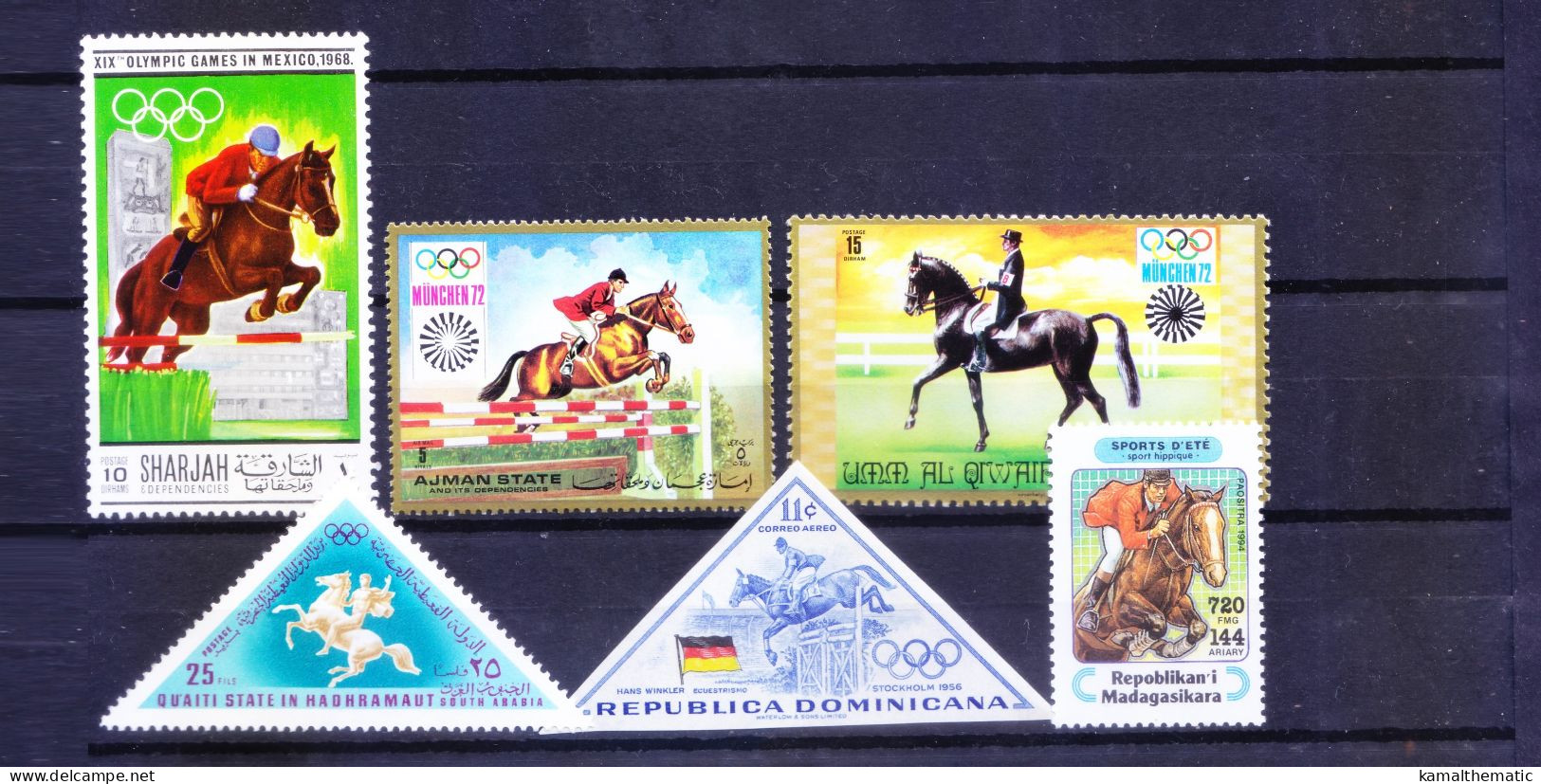 Horse Riding Equestrianism Sports Olympics MNH Stamp From 36 Different Countries - Hípica