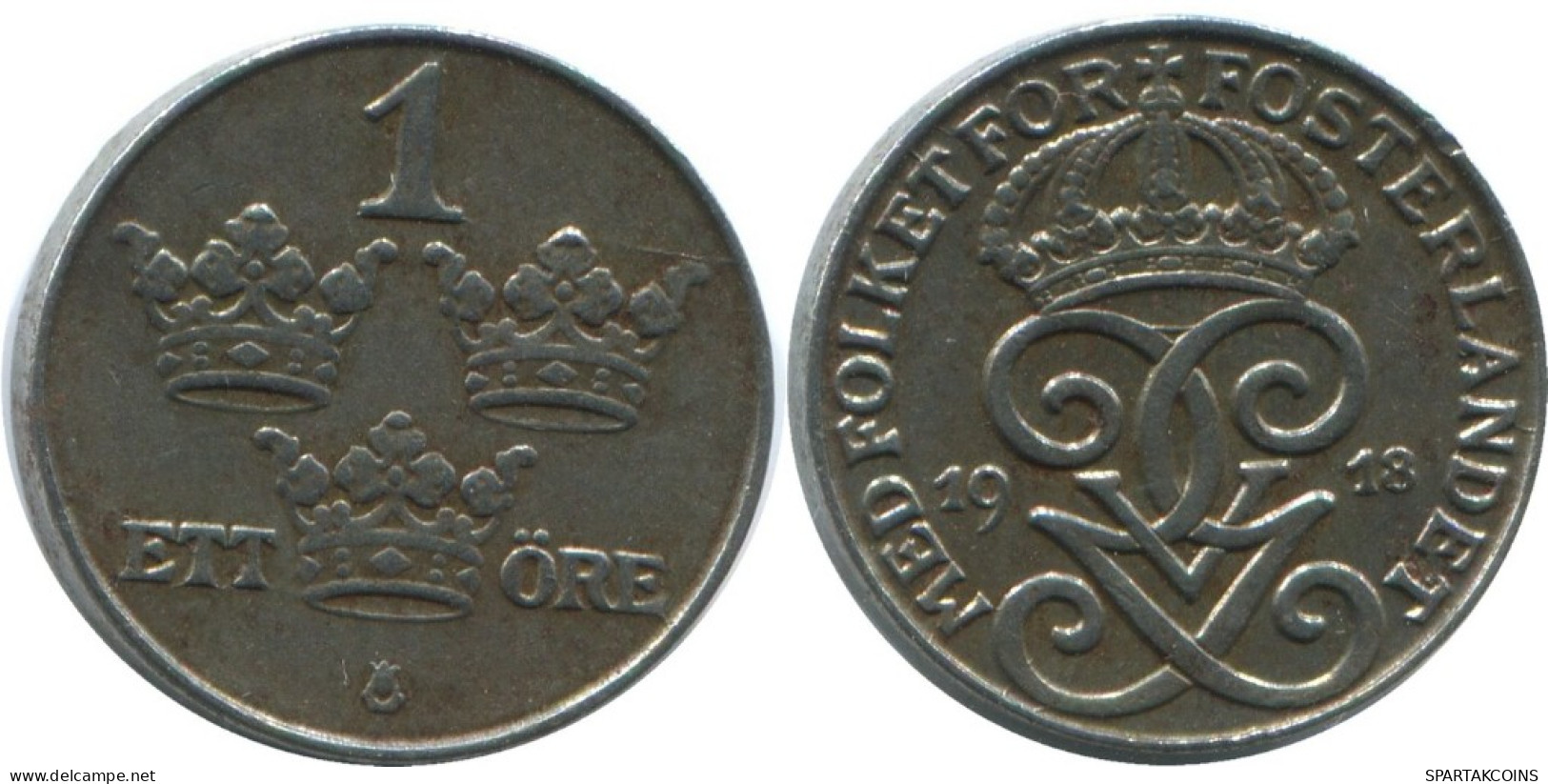 1 ORE 1918 SCHWEDEN SWEDEN Münze #AD184.2.D.A - Svezia