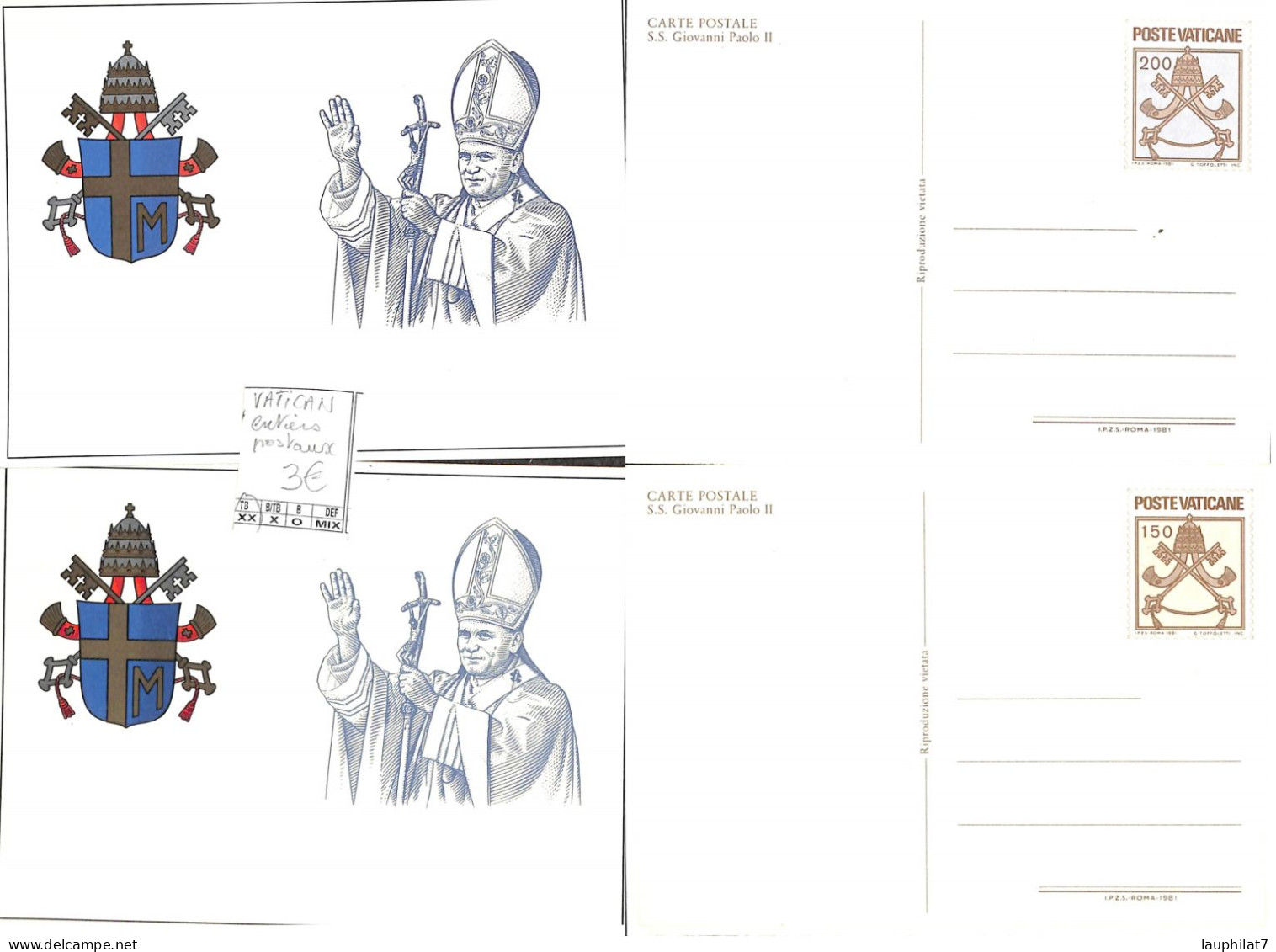 [502496]TB//**/Mnh-Vatican  -  Armoiries, Pape, Religions & Croyances - Postal Stationeries