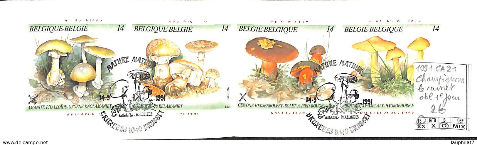 [502434]TB//O/Used-Belgique 1991 - B21, Le Carnet, Obl 1er Jour, Champignons - Funghi