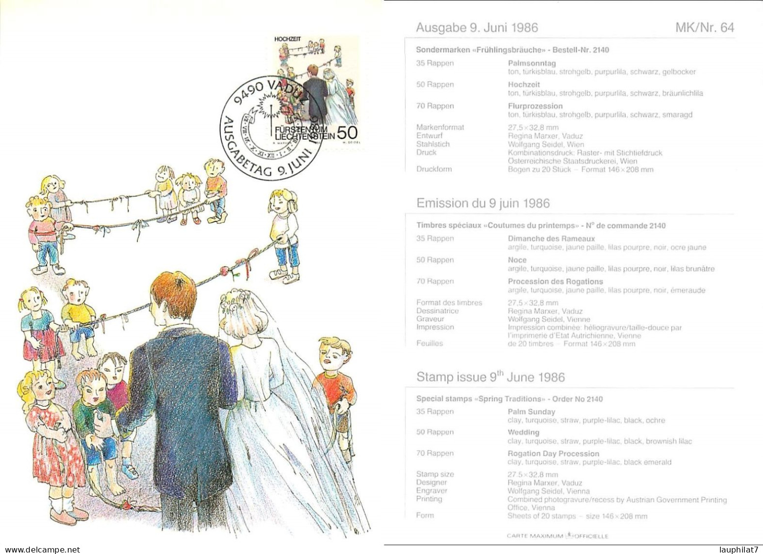 [502979]TB//**/Mnh-Liechtenstein 1986 - Vaduz, Coutumes Du Printemps, Peintures & Tableaux, Arts - Storia Postale