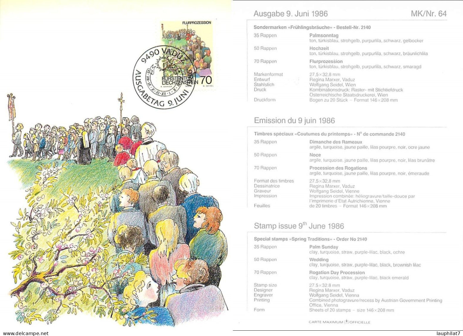 [502977]TB//**/Mnh-Liechtenstein 1986 - Vaduz, Coutumes Du Printemps, Peintures & Tableaux, Arts - Covers & Documents