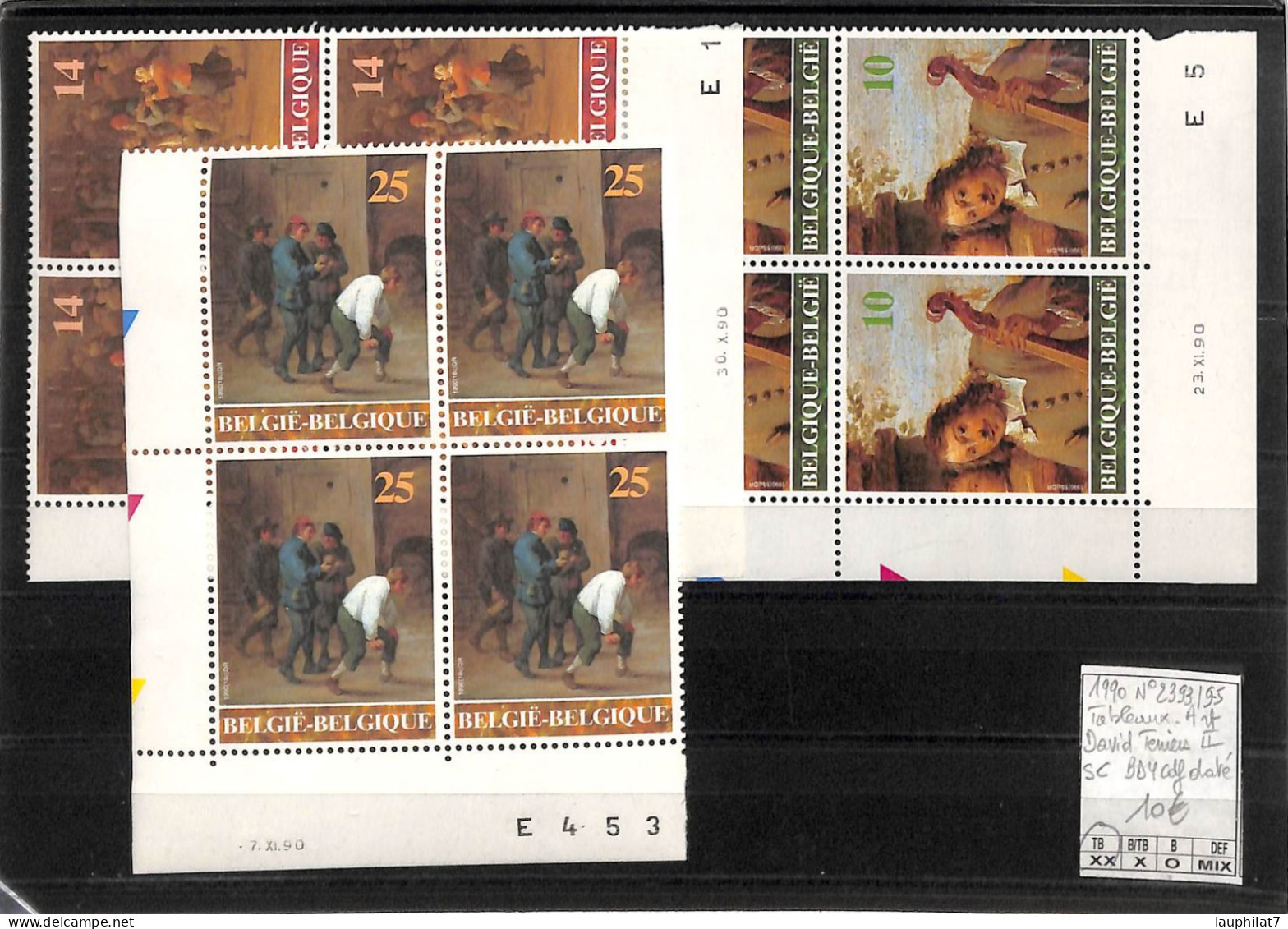 [502911]TB//**/Mnh-Belgique 1990 - N° 2393/95, SC, Bd4, Cdf Daté, David Teniers II, Peintures & Tableaux, Arts - Unused Stamps