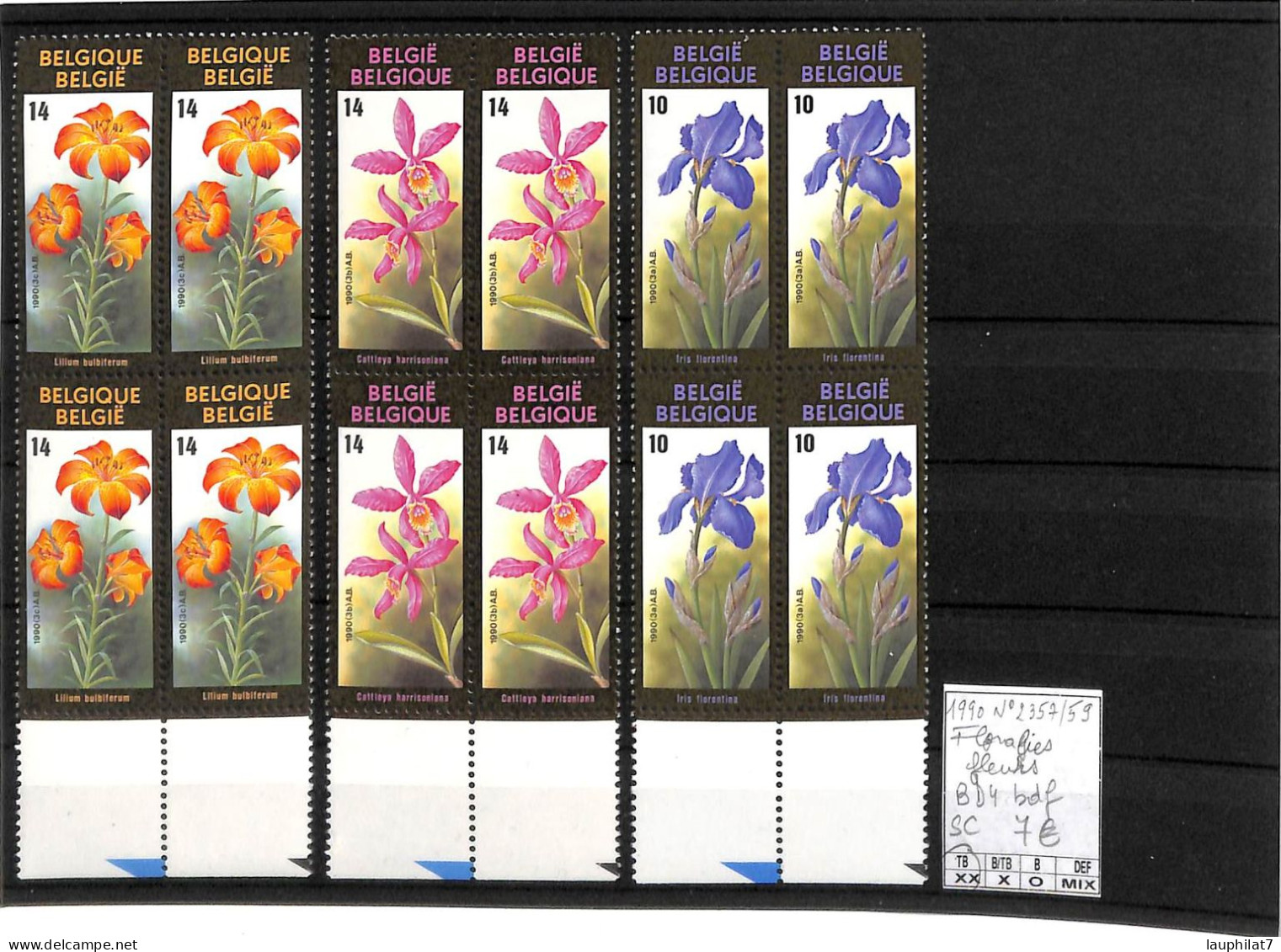 [502907]TB//**/Mnh-Belgique 1990 - N° 2357/59, Bd4, Bdf, SC, Fleurs, Végétaux - Unused Stamps