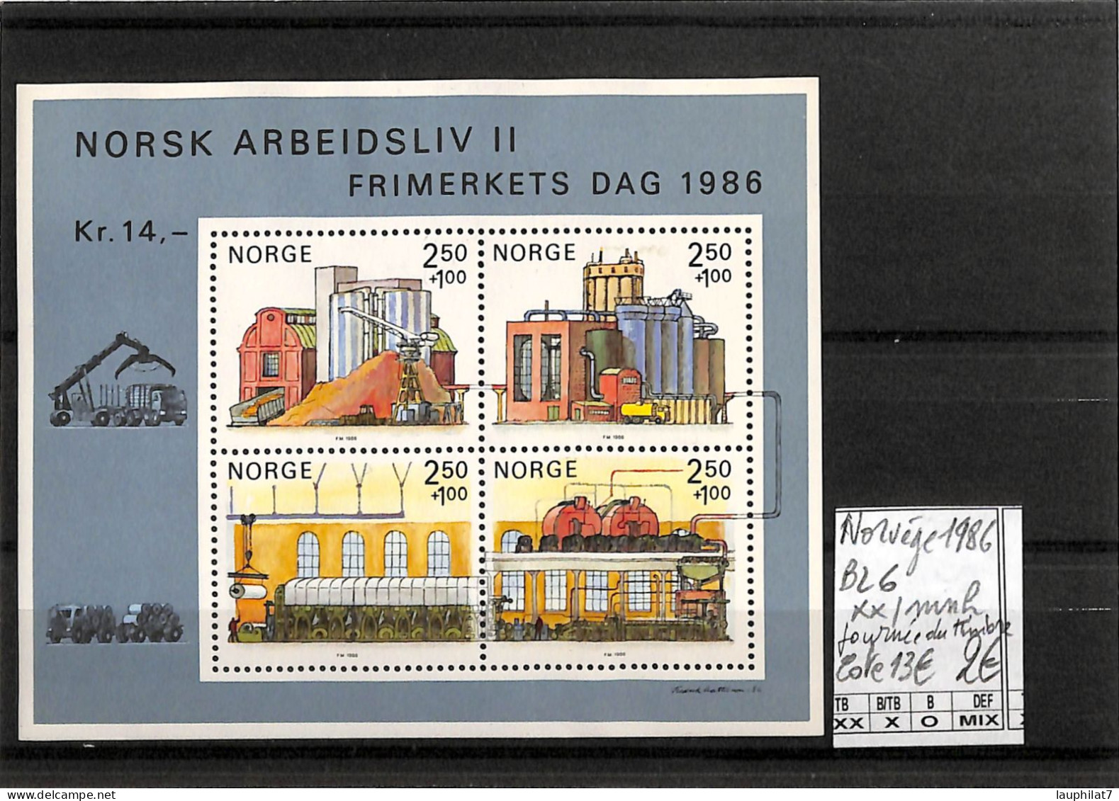 [502895]TB//**/Mnh-c:13e-Norvège 1986 - BL6,  Journée Du Timbre - Stamp's Day