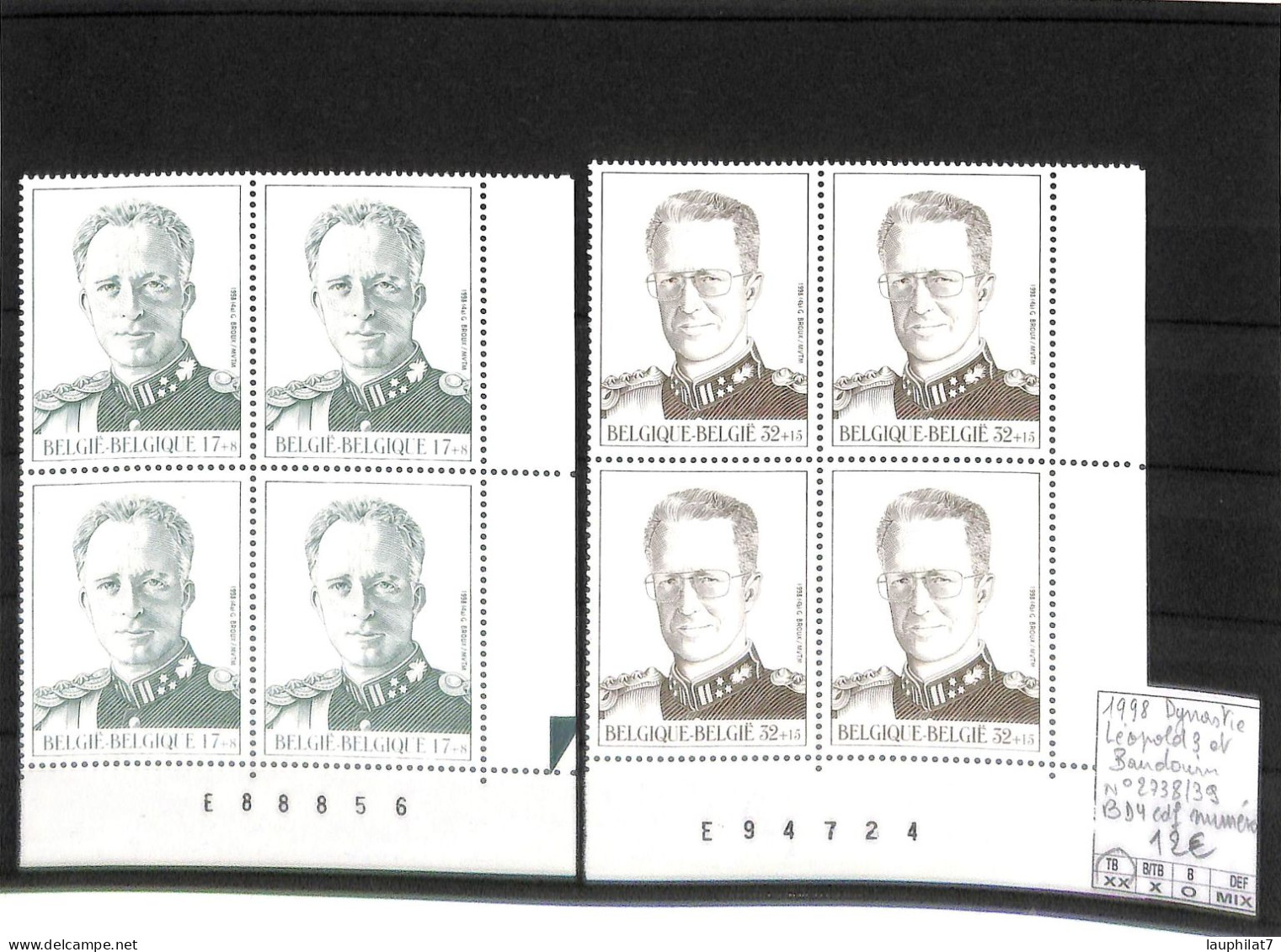 [502880]TB//**/Mnh-Belgique 1998 - N° 2738/39, Bd4, Cdf Numéro, Léopold 3 Et Baudouin - Unused Stamps