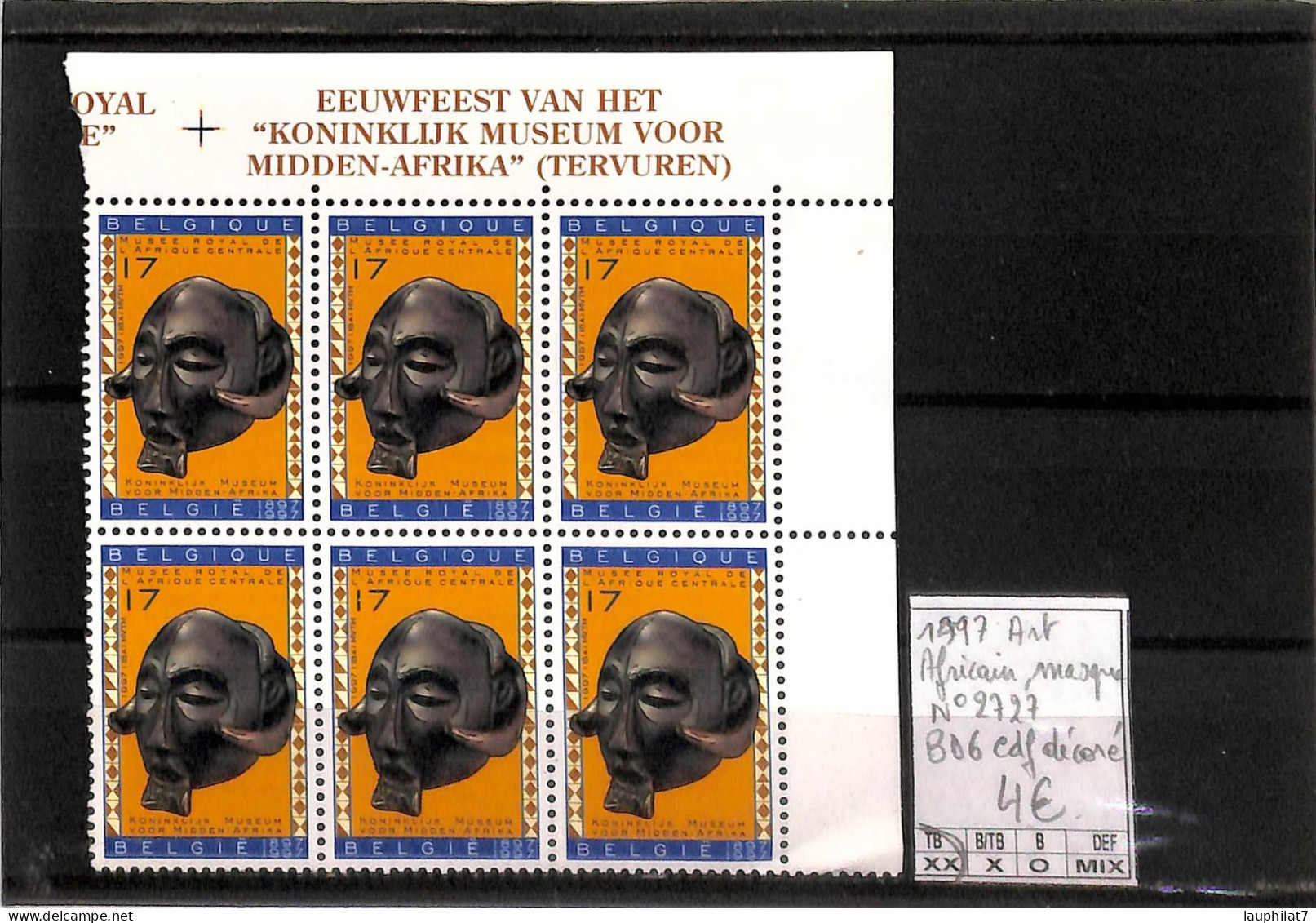 [502874]TB//**/Mnh-Belgique 1997 - N° 2727, Bd6, Cdf Décoré, Africain, Masques - Unused Stamps