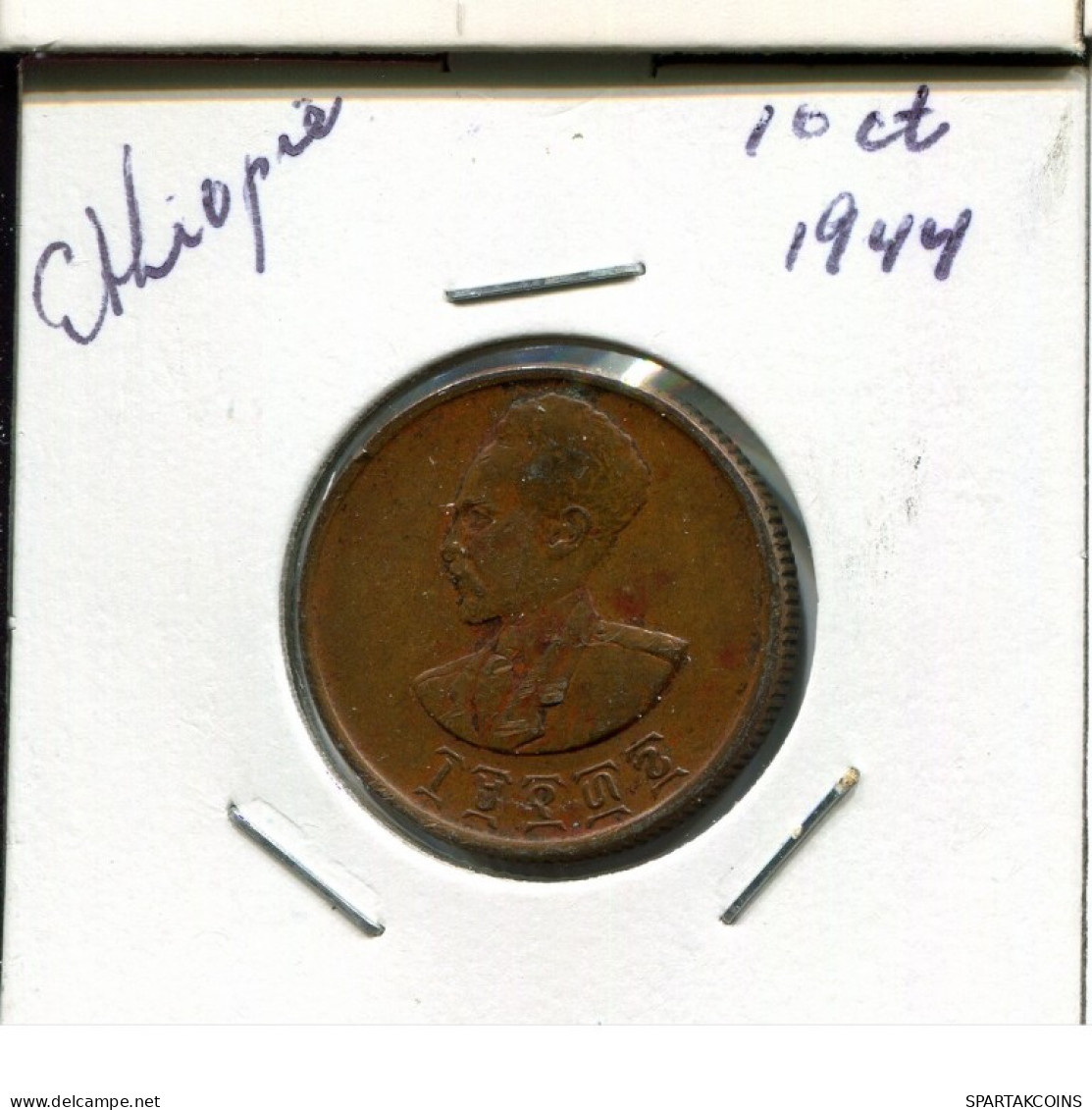 10 CENTS (Santeem) 1944 ÄTHIOPIEN ETHIOPIA Münze #AN755.D.A - Aethiopien