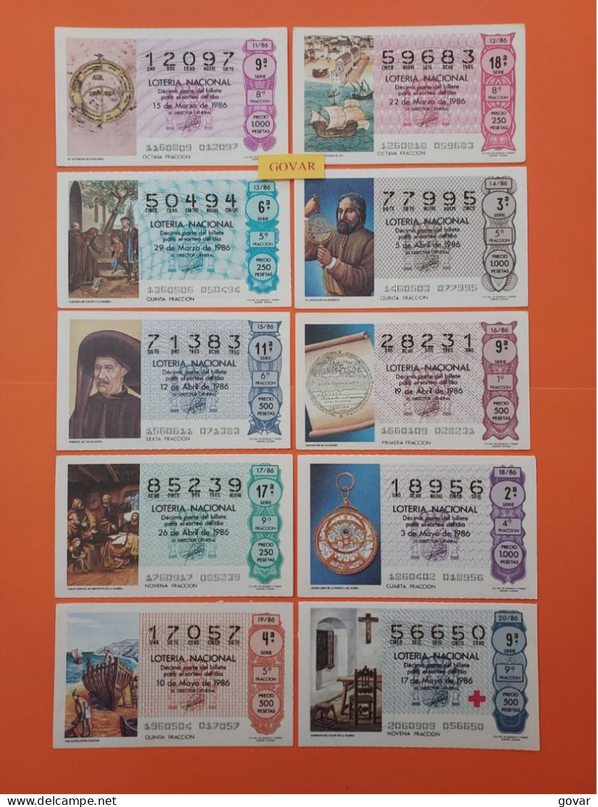 AÑO 1986 COMPLETO LOTERÍA NACIONAL ESPAÑA, SÁBADOS, TODOS LOS DECIMOS DEL AÑO - Lottery Tickets
