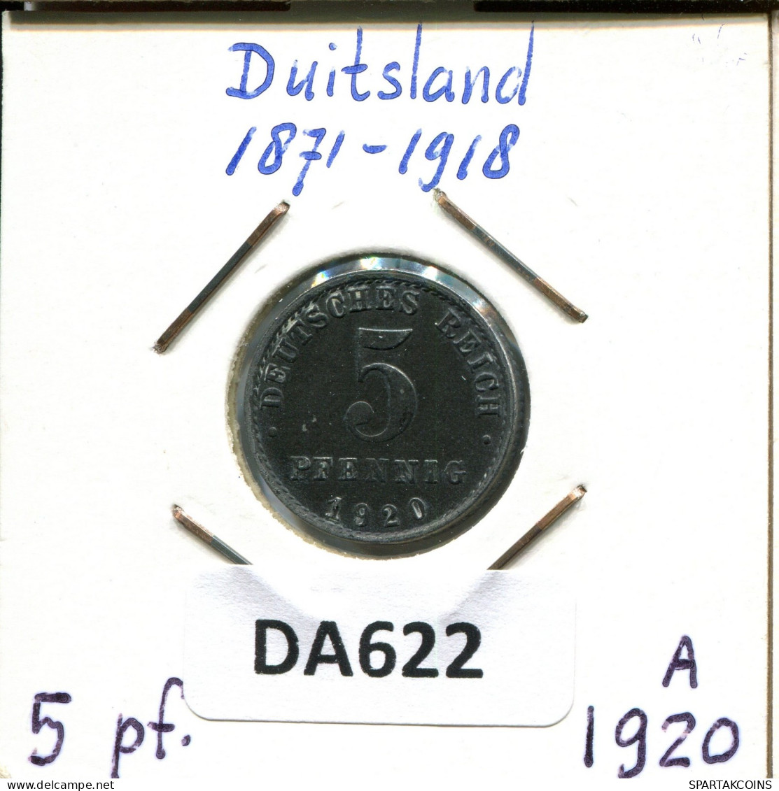 5 PFENNIG 1920 A ALEMANIA Moneda GERMANY #DA622.2.E.A - 5 Rentenpfennig & 5 Reichspfennig