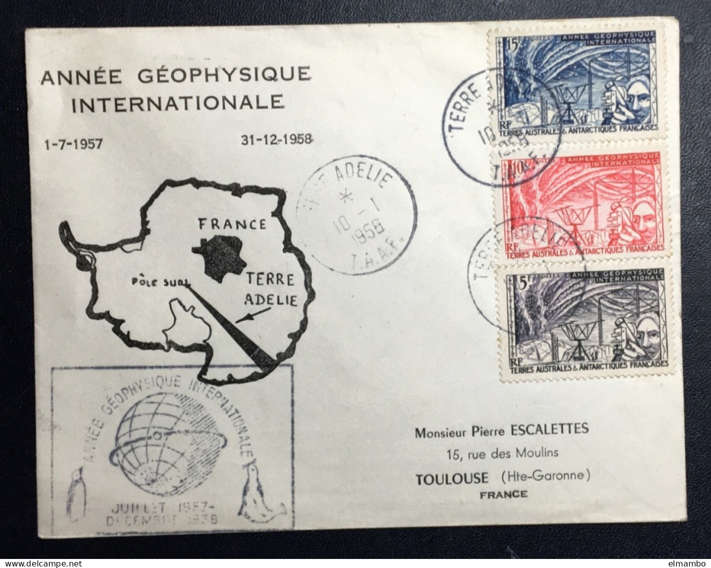 LETTRE TAAF TERRES AUSTRALES ANTARCTIQUES FRANÇAISES 2 LETTRES 1958 ET 1968 CACHET TIMBRE - Lettres & Documents