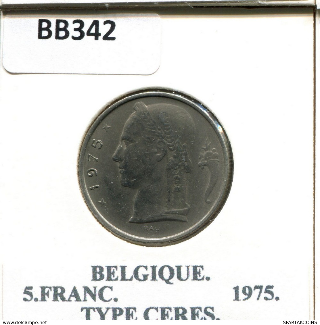 5 FRANCS 1975 FRENCH Text BÉLGICA BELGIUM Moneda #BB342.E.A - 5 Francs
