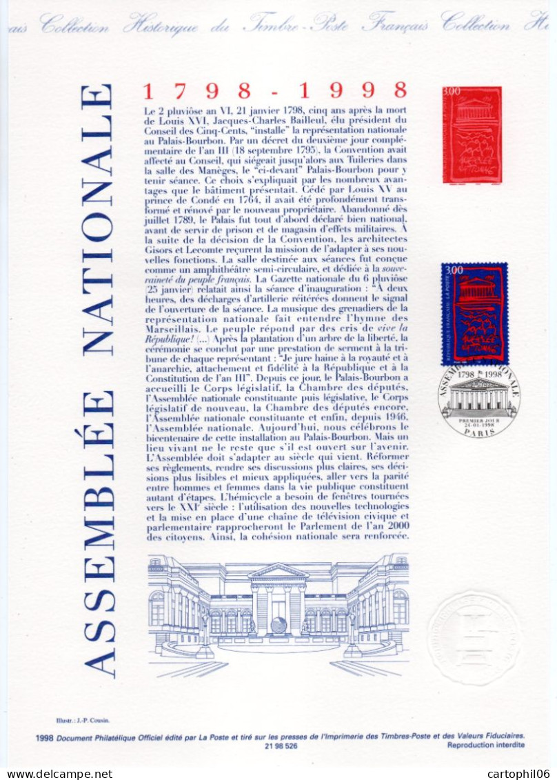 - Document Premier Jour L'ASSEMBLÉE NATIONALE 1798-1998 - - Documents De La Poste