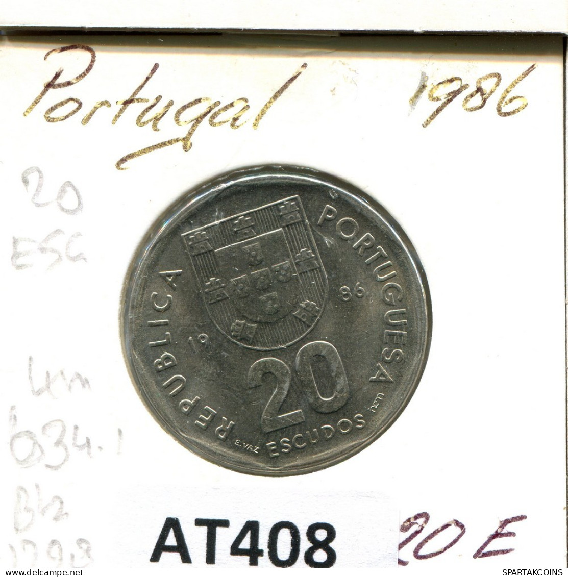 20 ESCUDOS 1986 PORTUGAL Moneda #AT408.E.A - Portugal