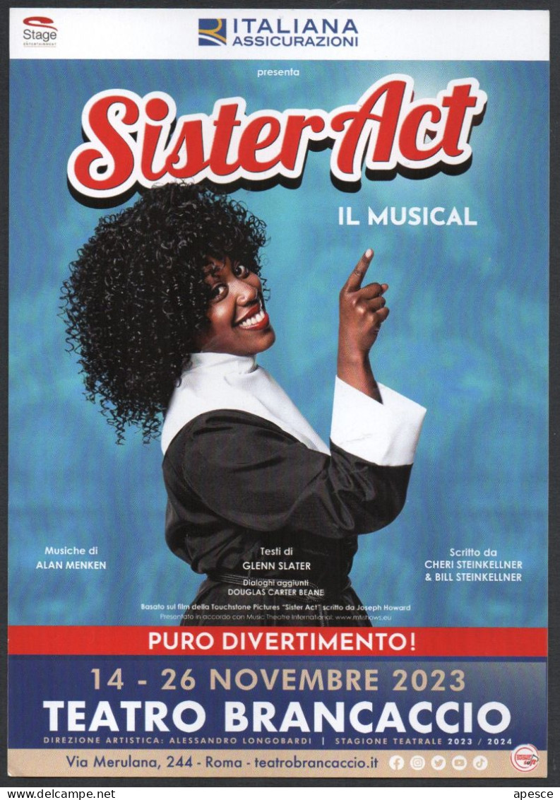 MUSIC - ITALIA 2023 - ROMA TEATRO BRANCACCIO - CHICAGO / IL MUSICAL - SISTER ACT / IL MUSICAL - PROMOCARD - I - Music And Musicians