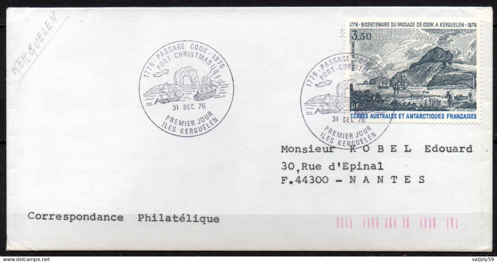 FDC - Iles Kerguelen Passage Cook - 31/12/1976 - FDC