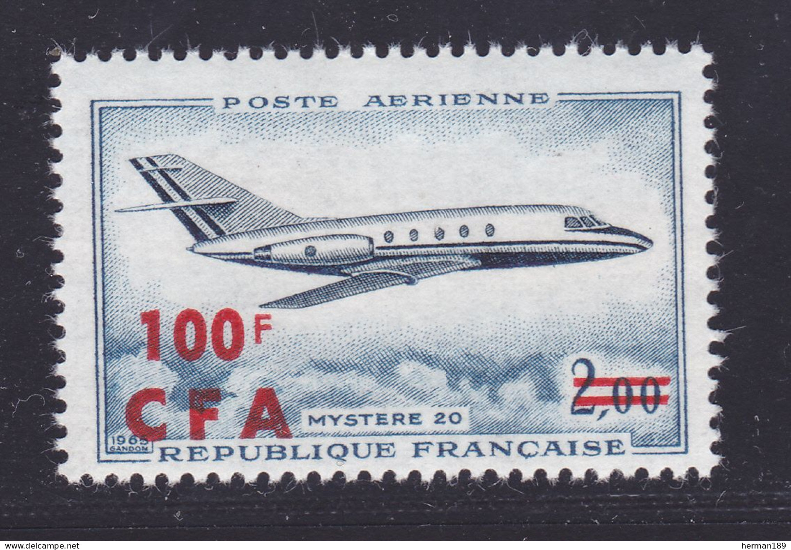 REUNION AERIENS N°   61 ** MNH Neuf Sans Charnière, TB (D7474) Mystère 20, Avion - 1967 - Luchtpost