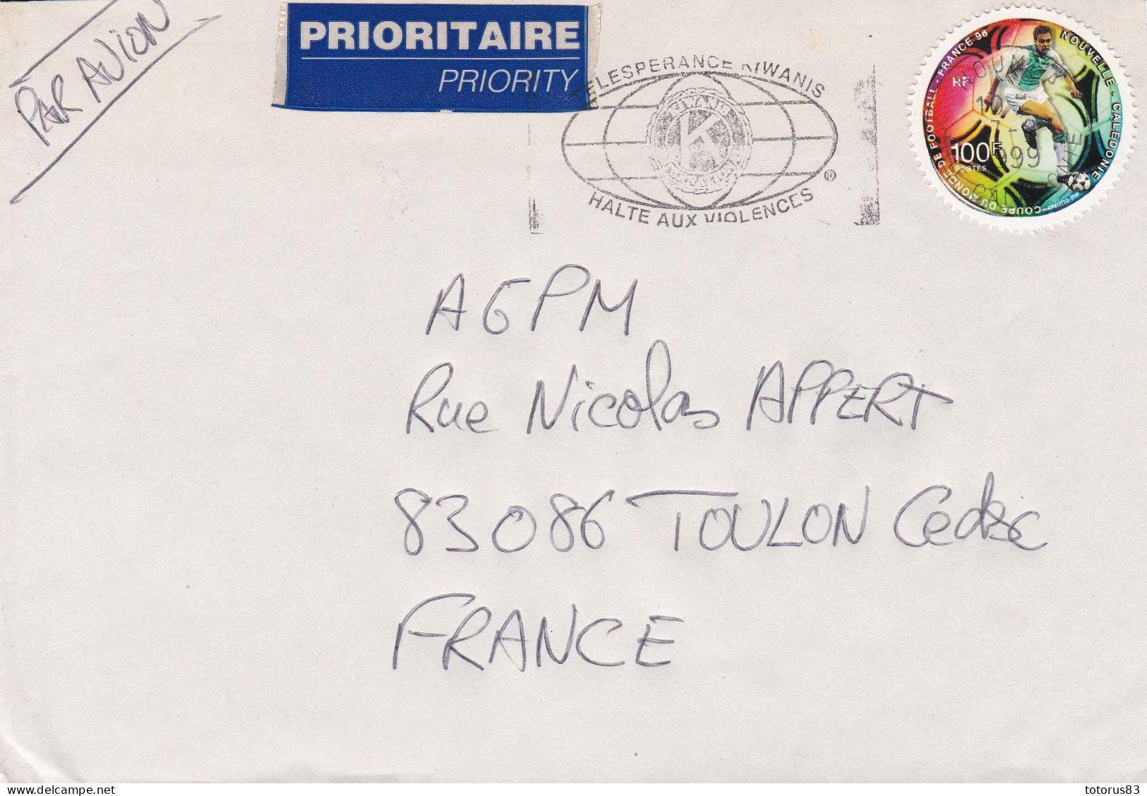 Timbre N° 755 Enveloppe Nouvelle Calédonie Nouméa1999 Prioritaire - Storia Postale