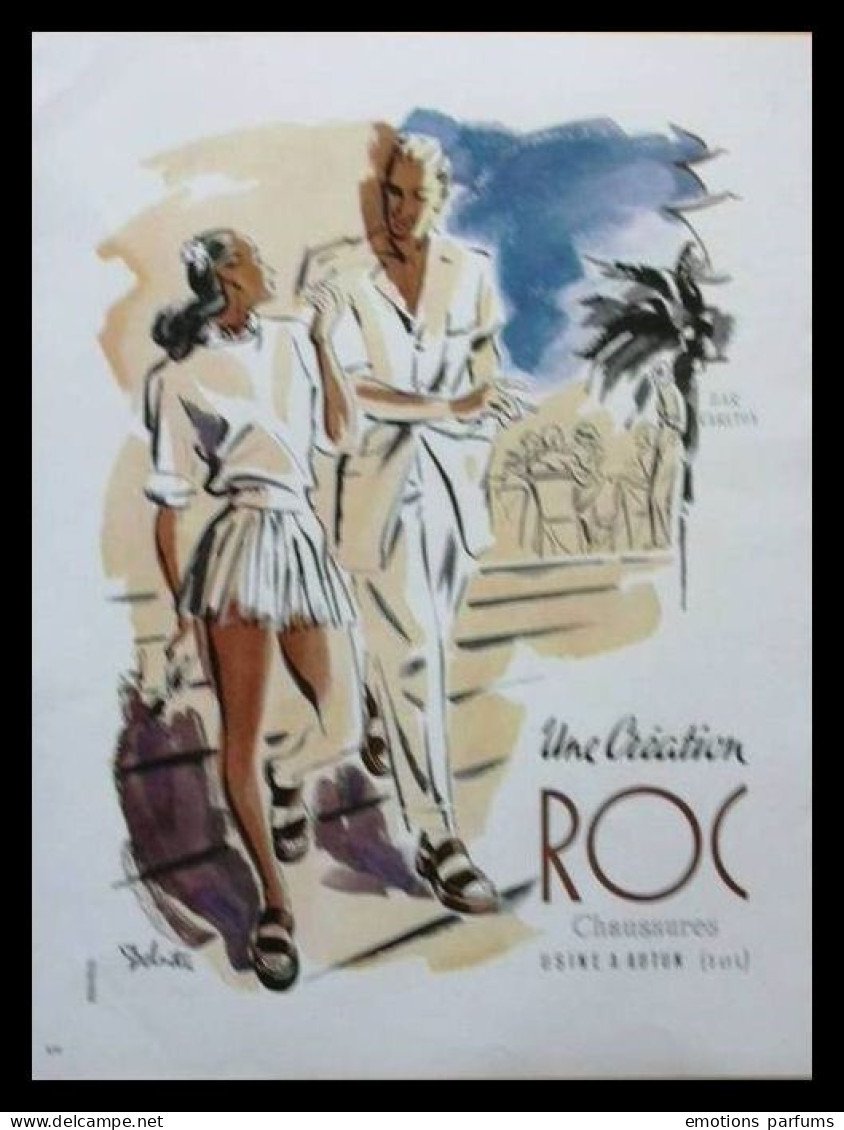 Pub Papier 1946 Mode Tissu Dentelles A La Ville Du Puy Dos Chaussures ROC Usine Autun Saone Et Loire 71 Dessin Delmotte - Werbung