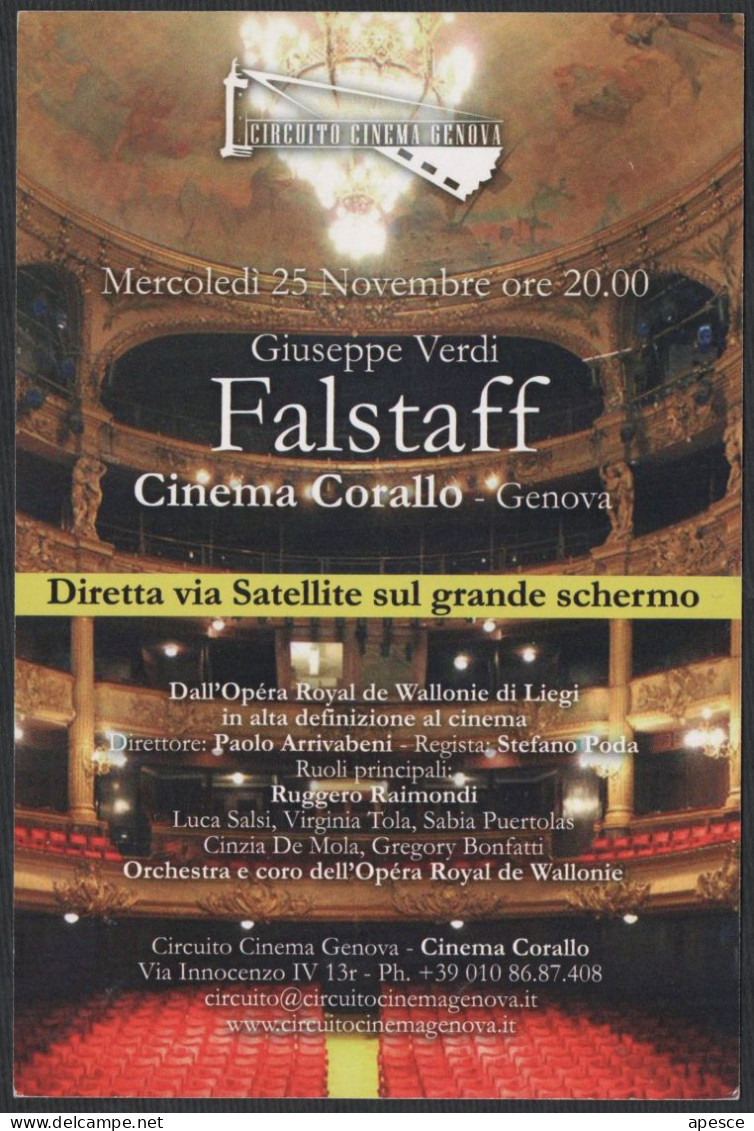 MUSIC - ITALIA - GENOVA - FALSTAFF DI GIUSEPPE VERDI / LA GIOCONDA DI AMILCARE PONCHIELLI - PROMOCARD - I - Music And Musicians