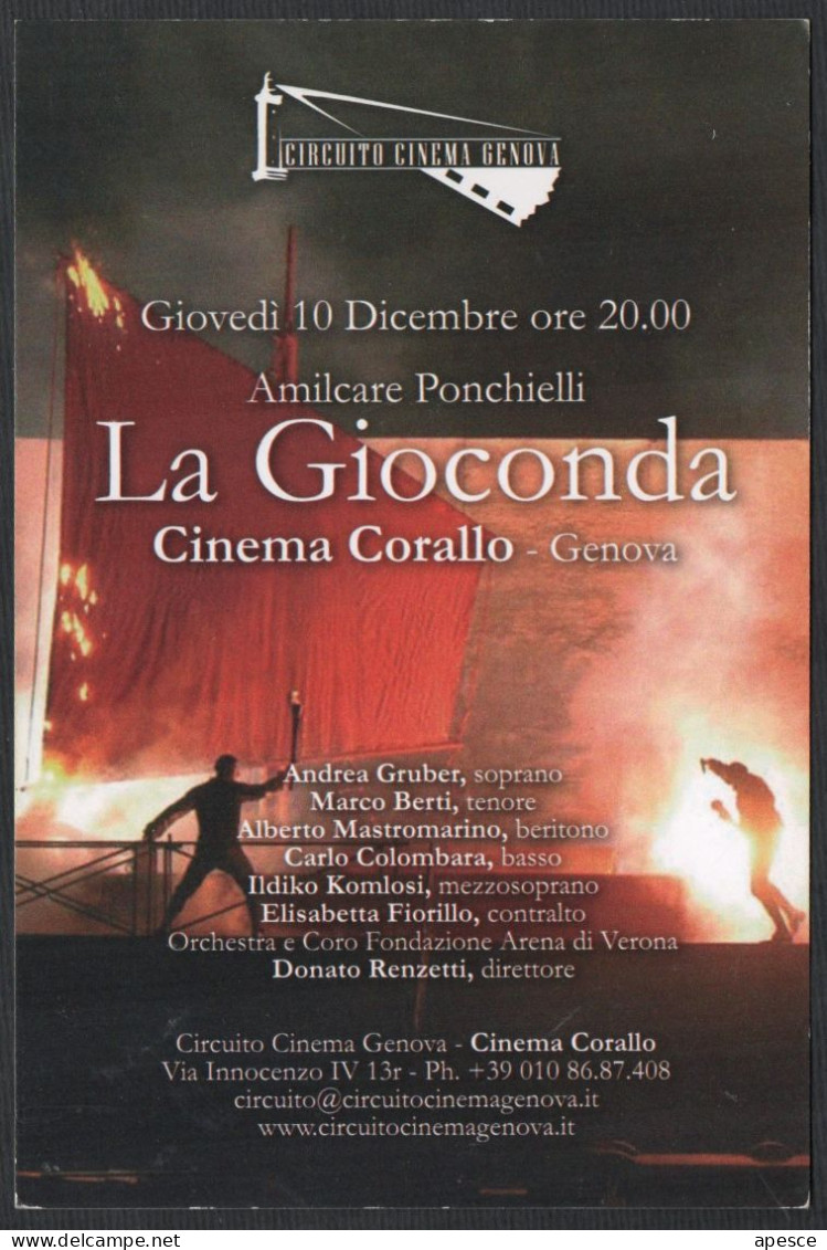 MUSIC - ITALIA - GENOVA - FALSTAFF DI GIUSEPPE VERDI / LA GIOCONDA DI AMILCARE PONCHIELLI - PROMOCARD - I - Music And Musicians