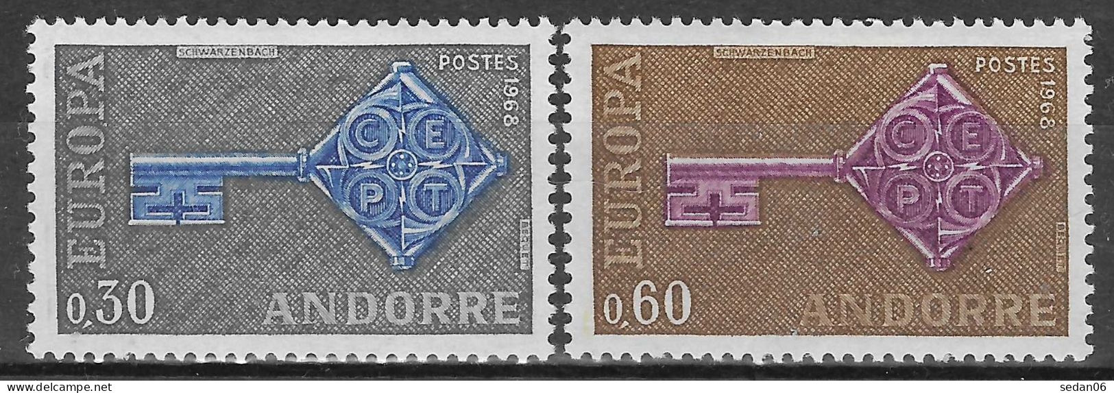 ANDORRE FRANCAIS N°188/189* (europa 1968) - COTE 35.00 € - 1968