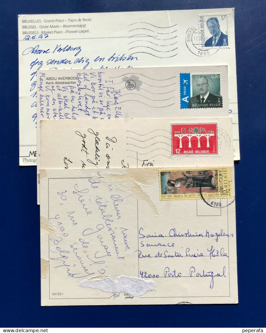 BELGIE BELGIQUE, 4 POSTALES CIRCULADAS A EUROPA - Autres & Non Classés