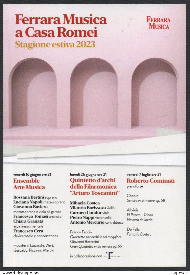 ITALIA - FERRARA - FERRARA MUSICA A CASA ROMEI - STAGIONE ESTIVA 2023 - PROMOCARD - I - Music And Musicians