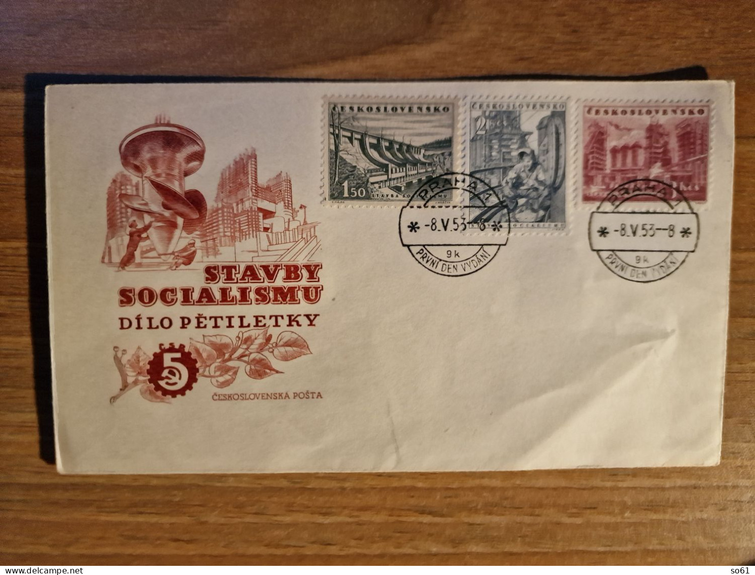 18873.   Busta  Ceskoslovensko Francobolli 1953 Praga Stavby Socialismu Dilo Petiletky - Storia Postale