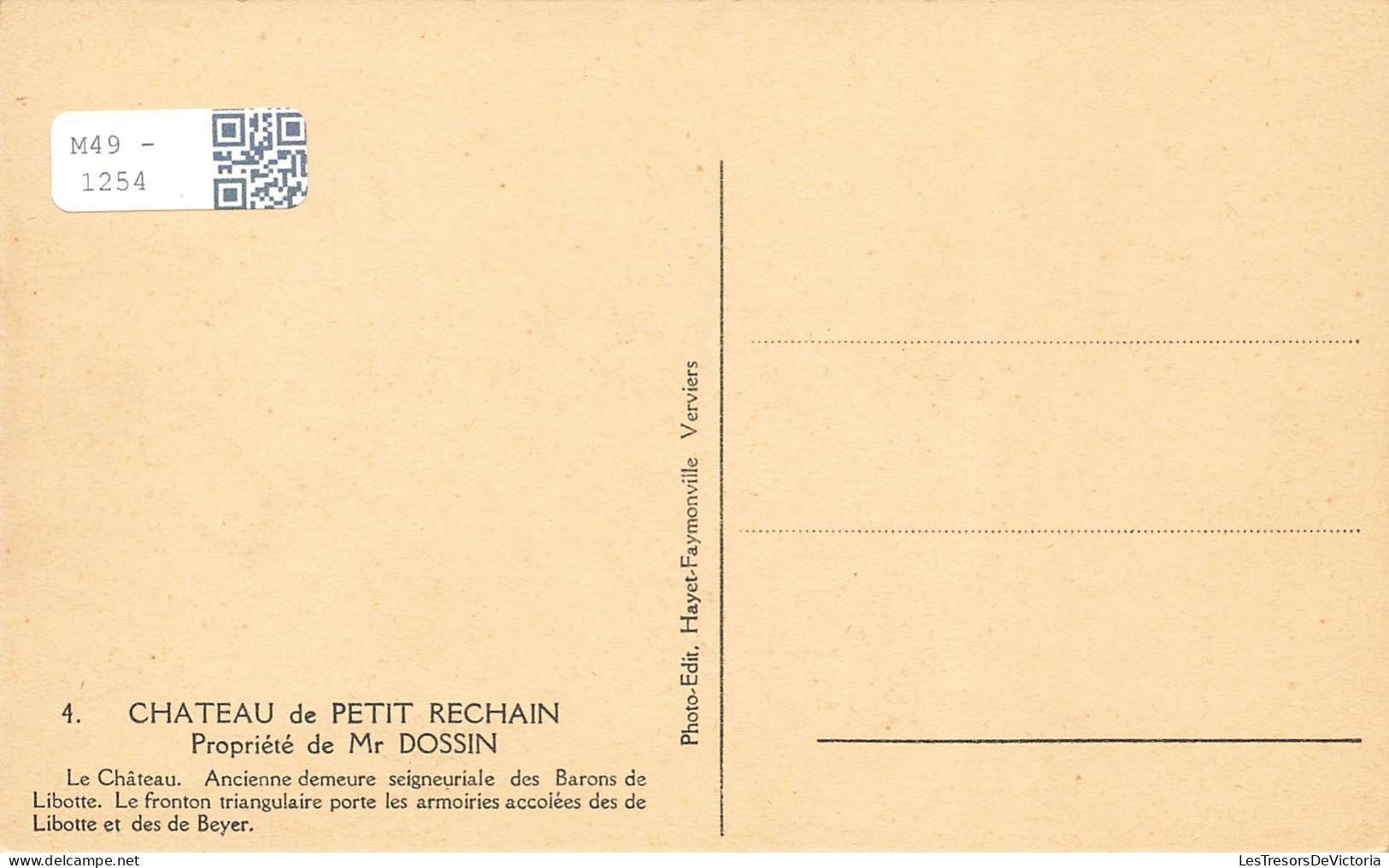 BELGIQUE - Verviers - Château Du Petit Rechain - Propriété De Mr Dossin - Le Château - Carte Postale Ancienne - Verviers