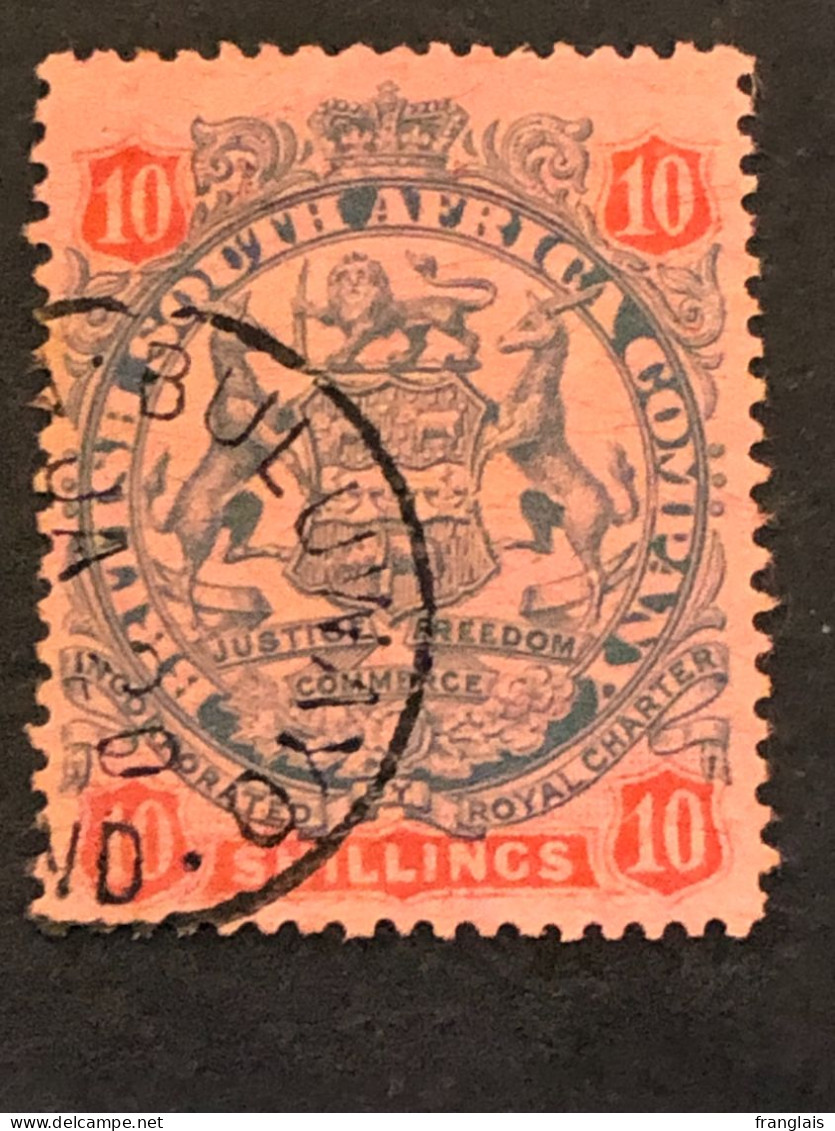 BRITISH SOUTH AFRICA COMPANY RHODESIA SG 50 10s Slate And Vermilion FU - Rhodésie Du Sud (...-1964)