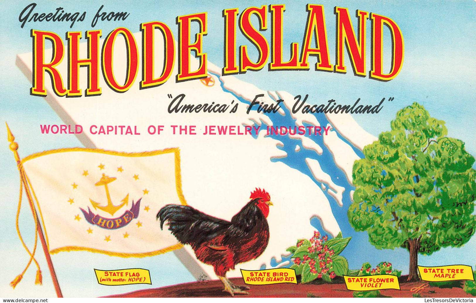 ETATS UNIS - Rhode Island - Greetings From Rhode Island - America's Firts Vacationland - Jewelry Indust - Carte Postale - Otros & Sin Clasificación