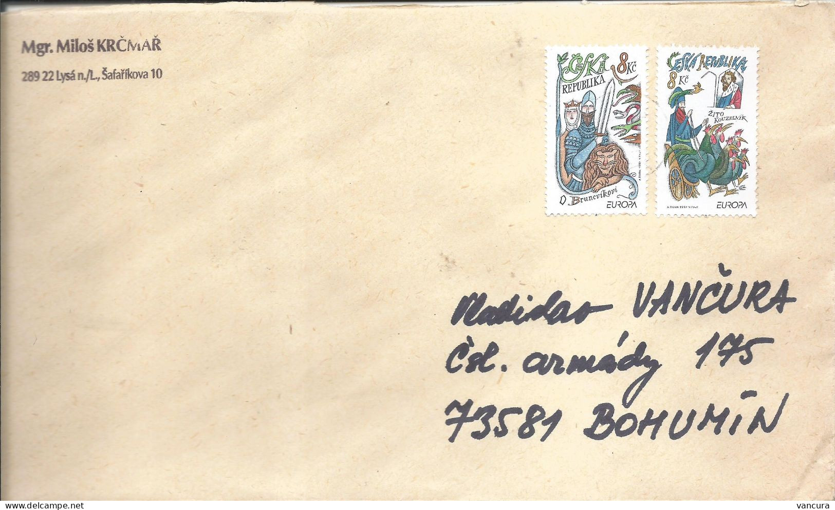 Envelope 144-5 Czech Republic - EUROPA CEPT 1997 Legend Of Bruncvik And His Lion (Braunsweig) Legend Of Zito Sorcerer - 1997