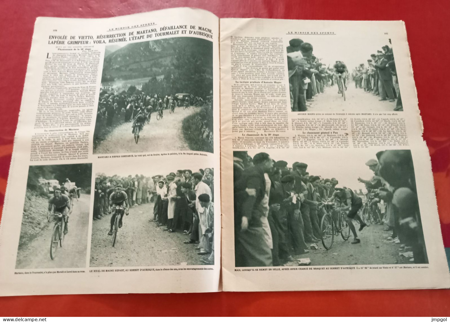 Miroir Des Sports N°781 Juil 1934 Tour De France Vietto Magne Tourmalet Aubisque Photo Café Du Cercle Argeles Gazost - Sport