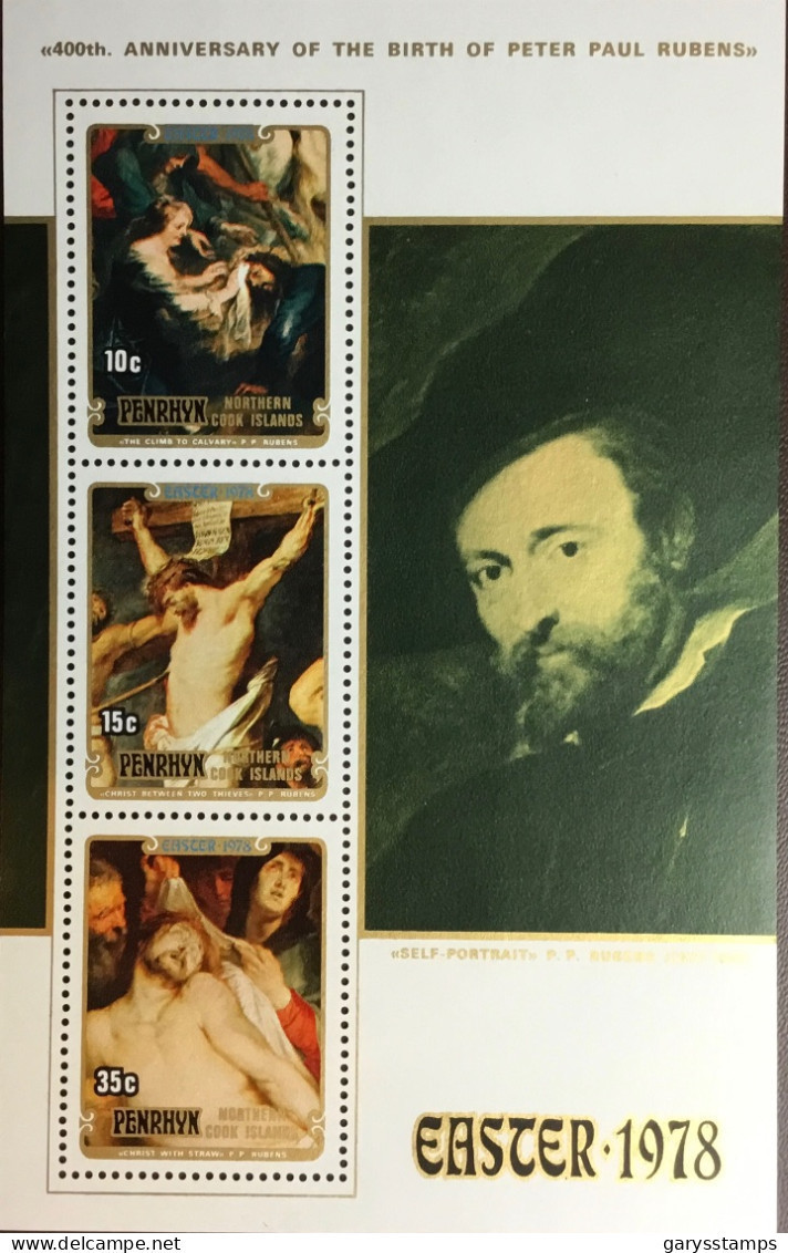 Penrhyn 1978 Easter Rubens Minisheet MNH - Penrhyn