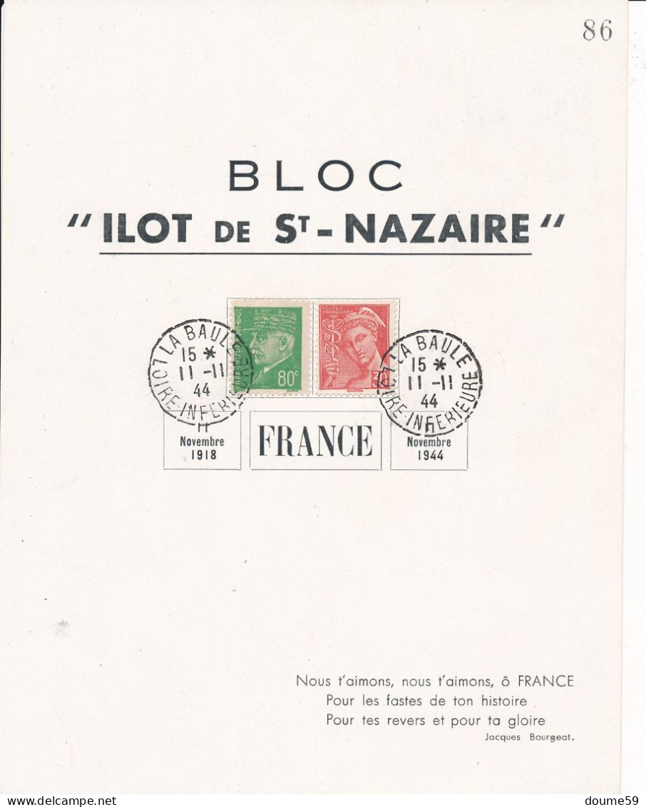 AB-429: FRANCE:  Libération Poche De St Nazaire , Blocs Commémoratifs N°8-9-10 - Liberation