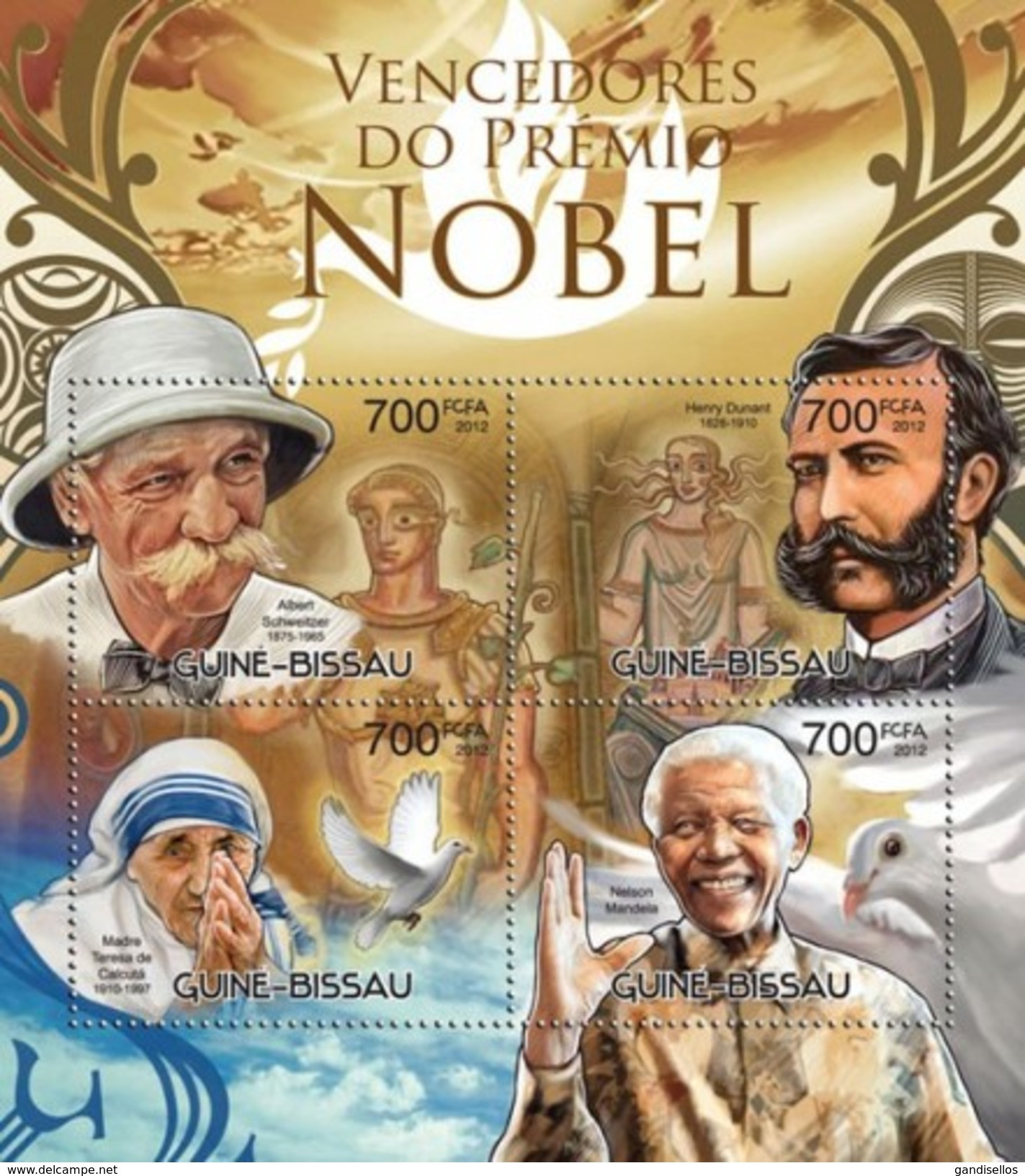 GUINE BISSAU 2012 SHEET MOTHER TERESA HENRY DUNANT SCHWEITZER MANDELA NOBEL PRIZE PRIX NOBEL PREMIO NOBEL Gb12519a - Guinée-Bissau