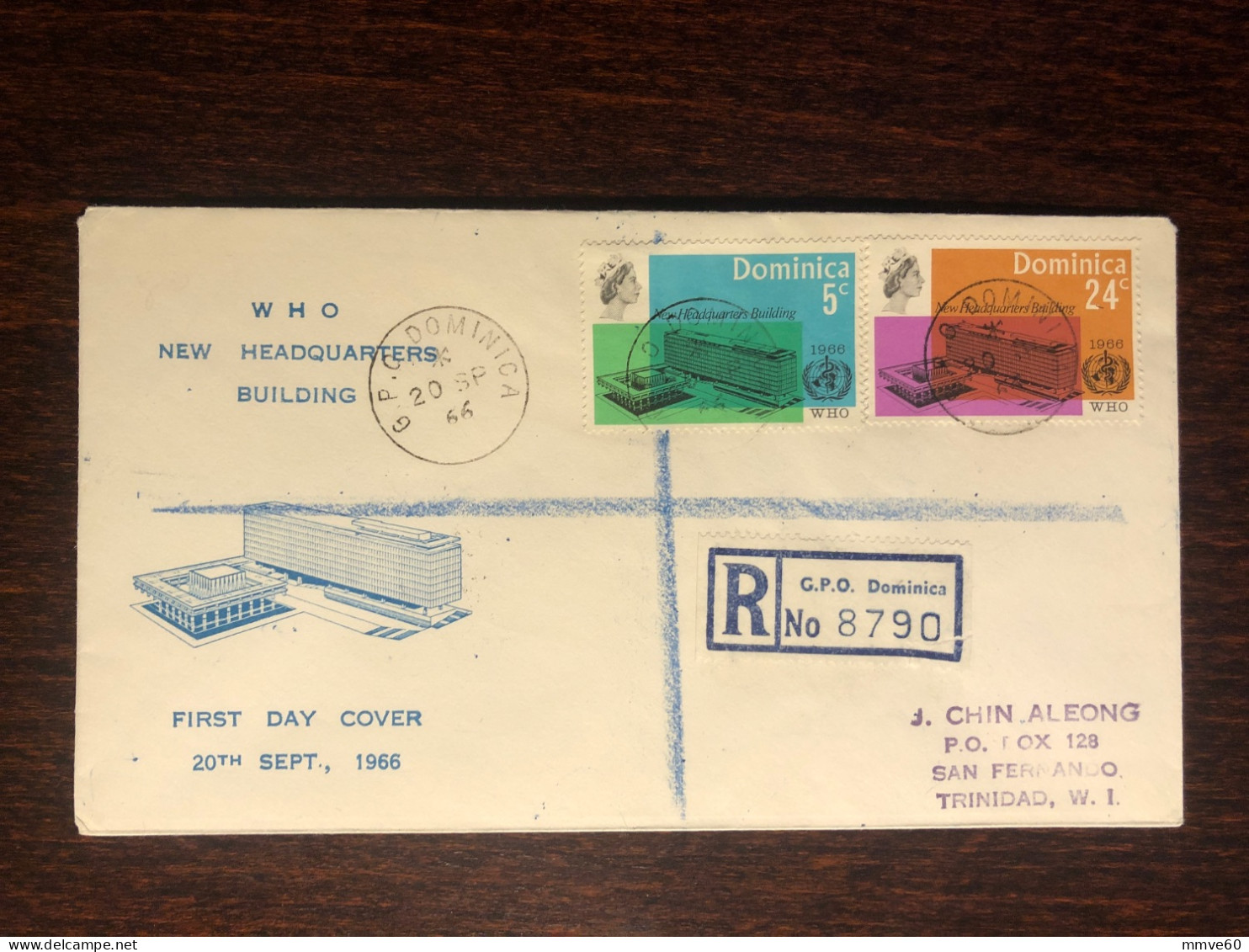 DOMINICA FDC COVER 1966 YEAR WHO HEALTH MEDICINE STAMPS - Dominica (...-1978)